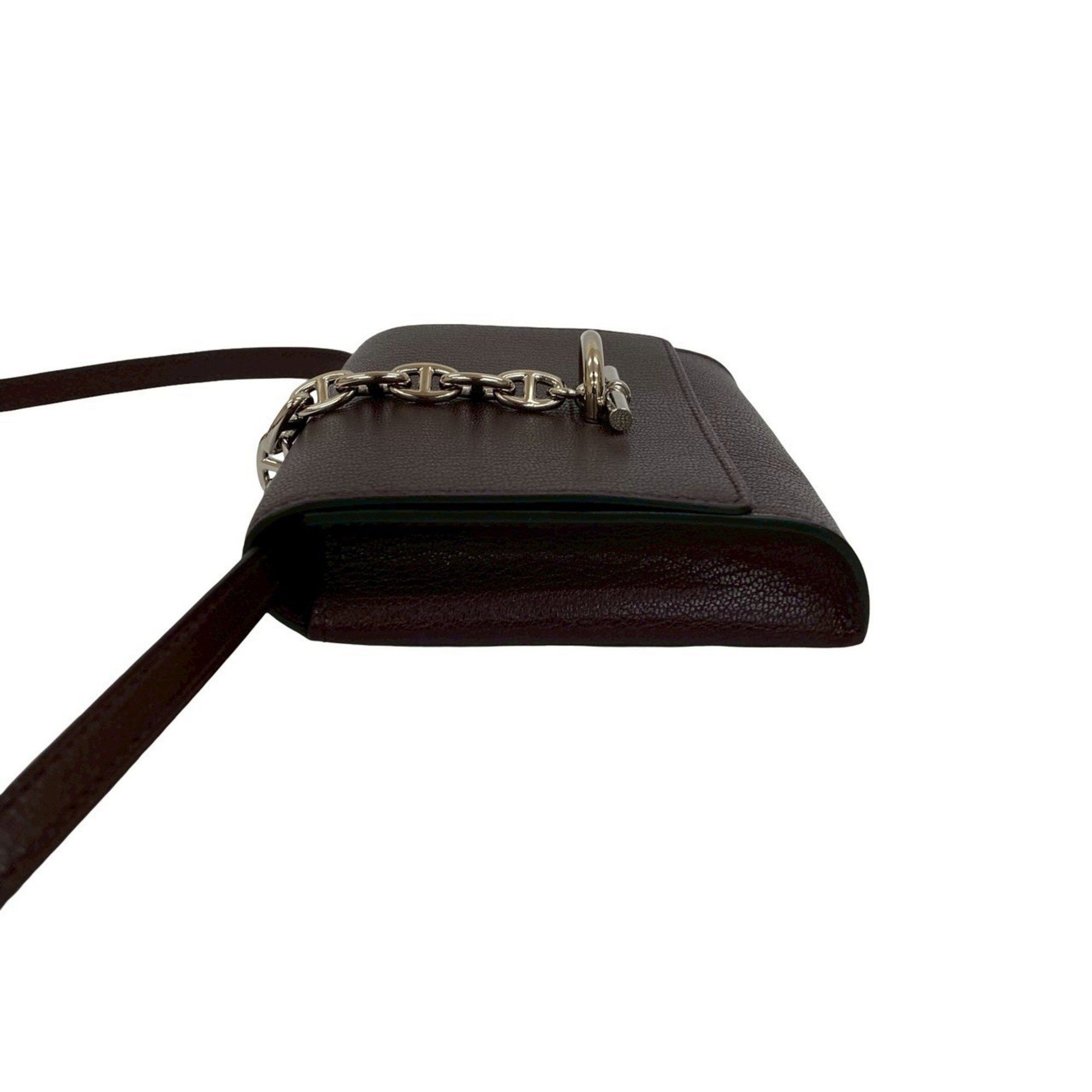 Hermes HERMES Chaine d'Ancre Compact Chevre Leather Mini Shoulder Bag, Brown, 04430 Size ONE SIZE - 4 Thumbnail
