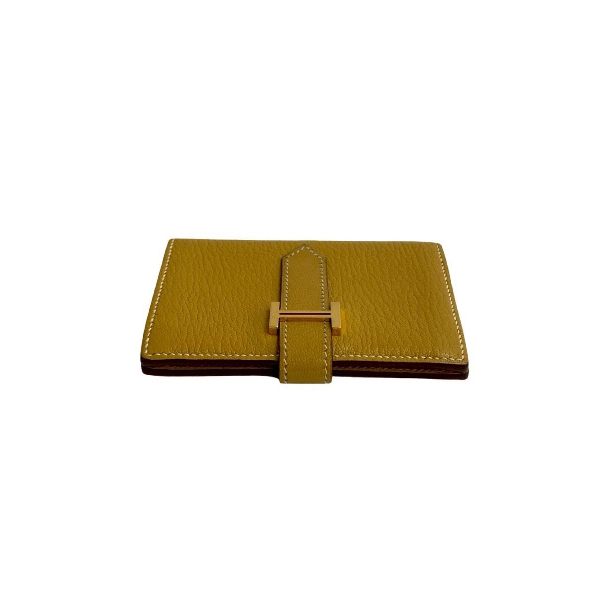 Hermes HERMES Bearn Mini Chevre Leather Business Card Case/Card Case, Yellow, 42052 Size ONE SIZE - 3 Thumbnail