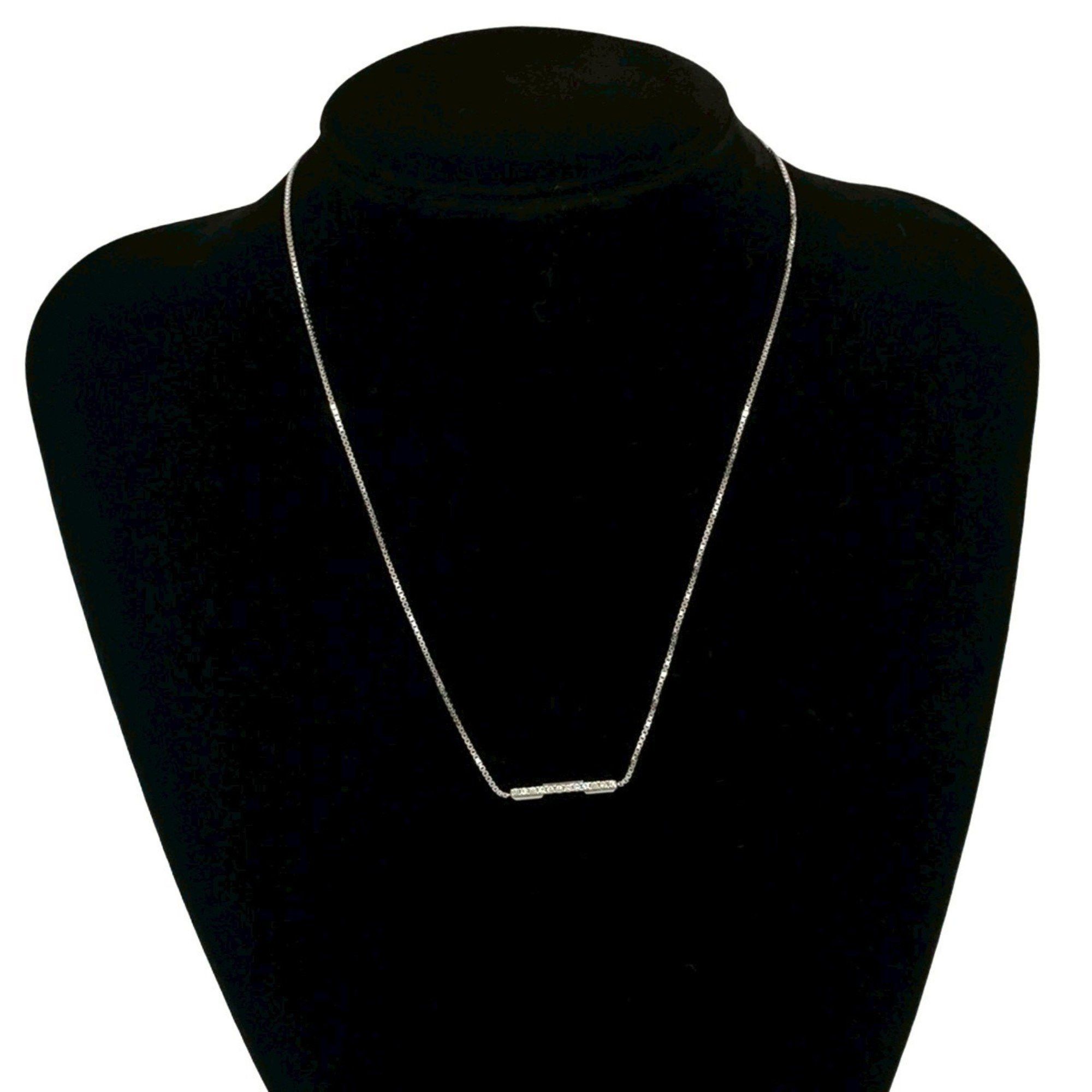 Gucci GUCCI Link to Love Bar Pendant in 18K White Gold with Diamond Chain and Silver Necklace, 24534 Size ONE SIZE - 2 Thumbnail