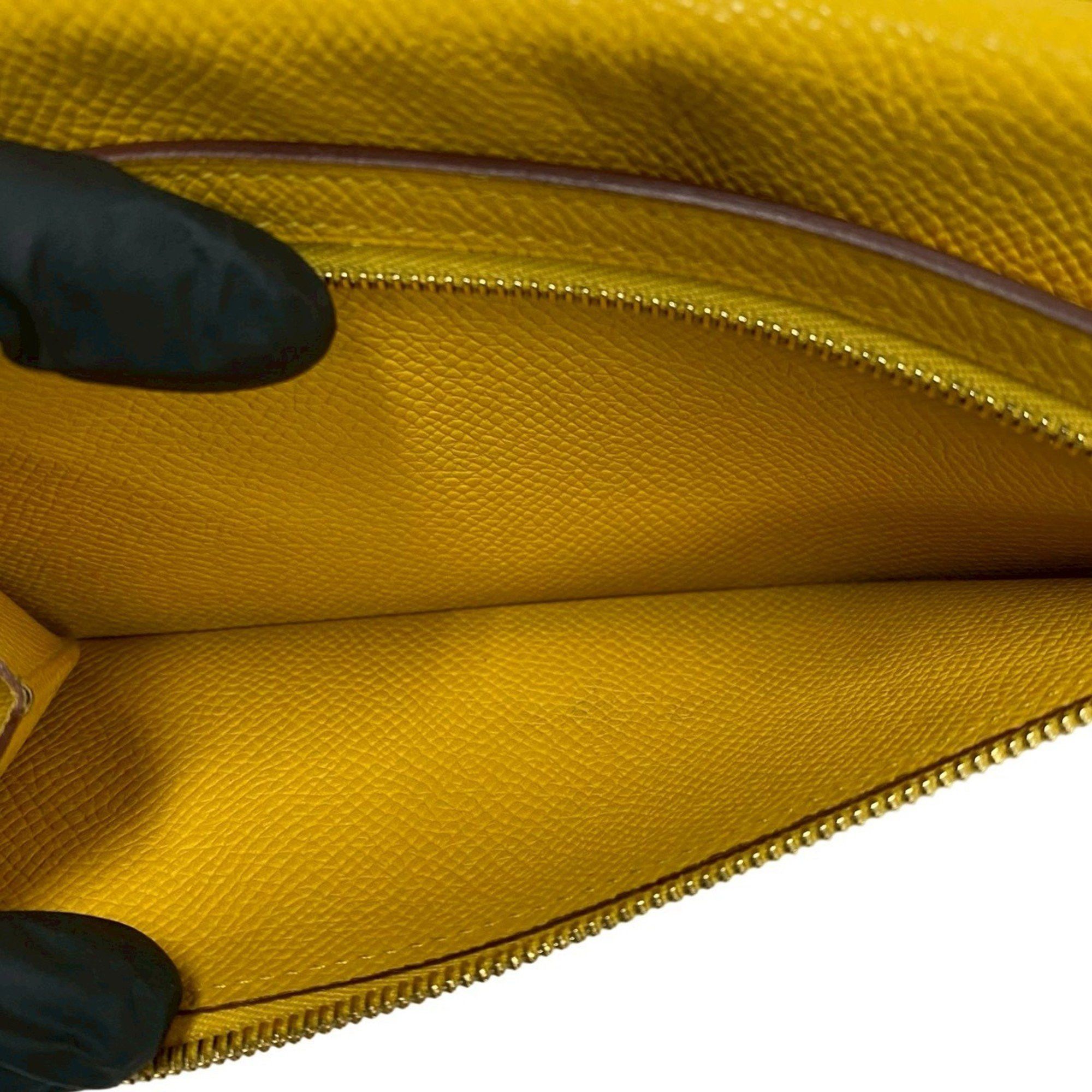 Hermes HERMES Bearn Soufflet Leather Long Wallet with Epsom Leather, Yellow, 94-10 Size ONE SIZE - 7 Thumbnail
