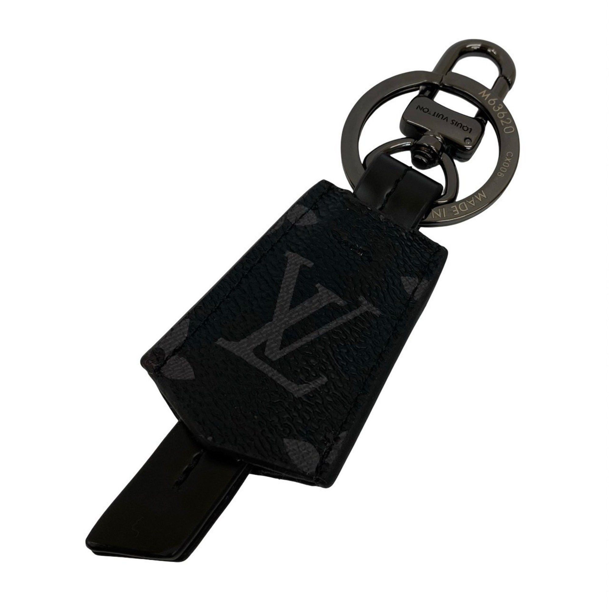 Louis Vuitton Louis Vuitton Porte-Clés Cloche Clés Monogram Eclipse Leather Keychain in Black 41640 Size ONE SIZE - 3 Thumbnail