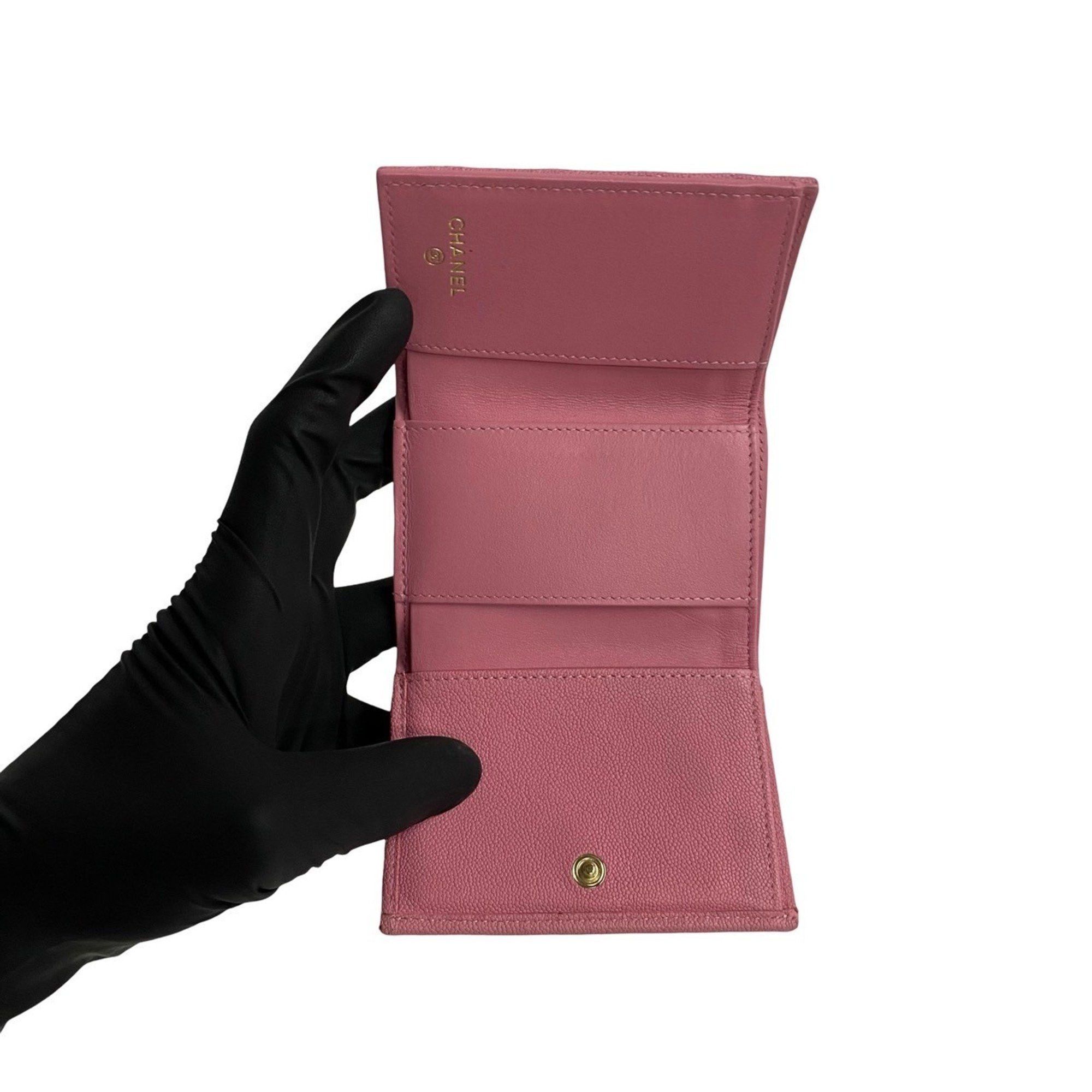 Chanel CHANEL Boy Chanel Caviar Leather Tri-fold Wallet, Pink, 77413 Size ONE SIZE - 6 Thumbnail