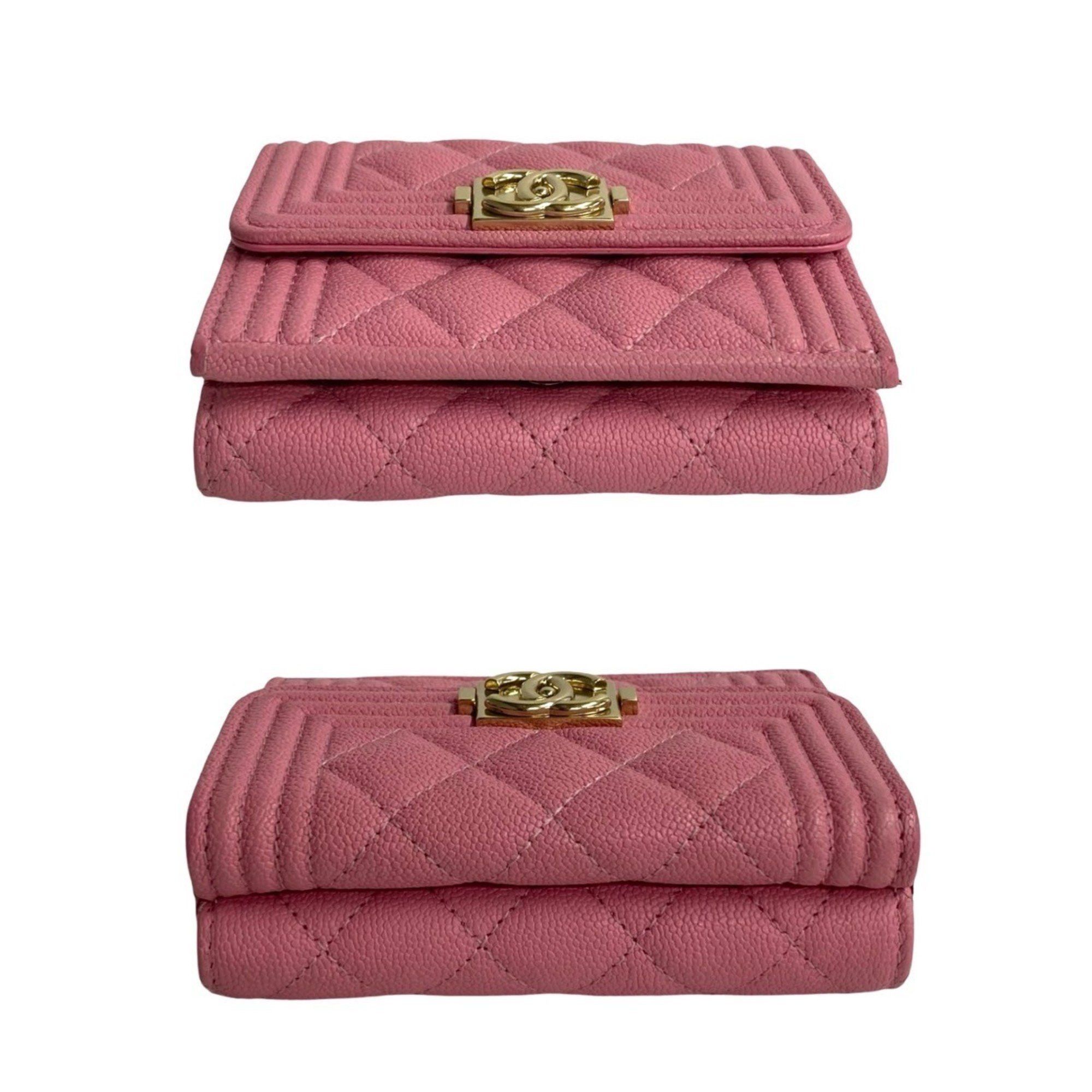 Chanel CHANEL Boy Chanel Caviar Leather Tri-fold Wallet, Pink, 77413 Size ONE SIZE - 5 Thumbnail