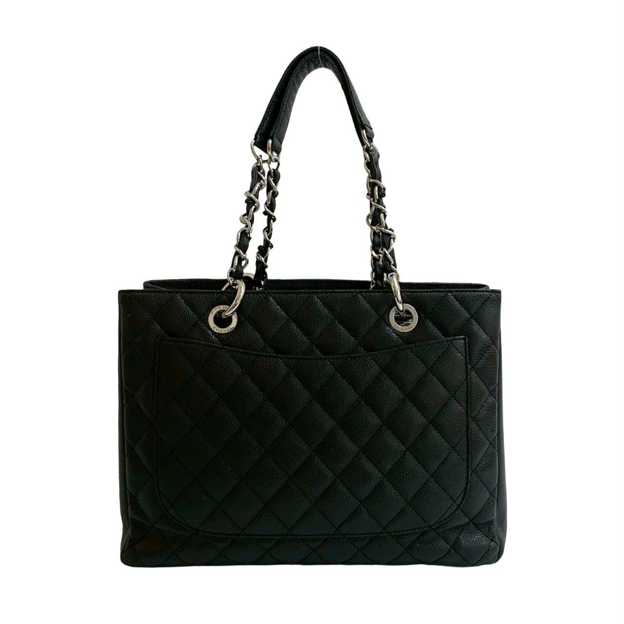 Chanel CHANEL Matelasse GST Coco Mark Caviar Leather Chain Tote Bag, Black, 39304 Size ONE SIZE - 3 Thumbnail