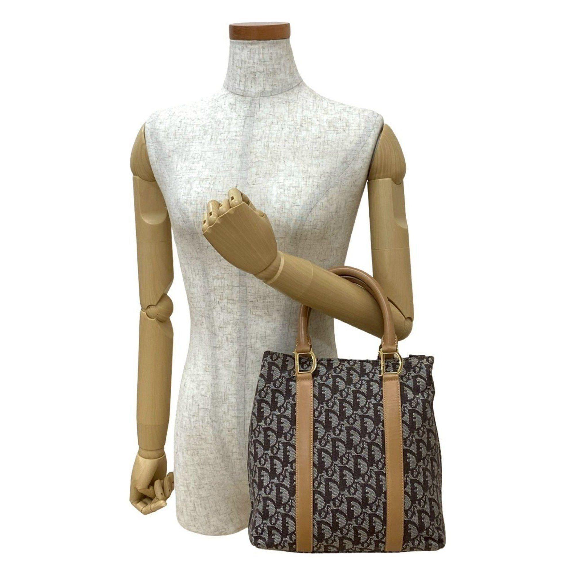 Dior Christian Dior Trotter Pattern Leather Canvas Handbag Brown 29699 Size ONE SIZE - 2 Thumbnail