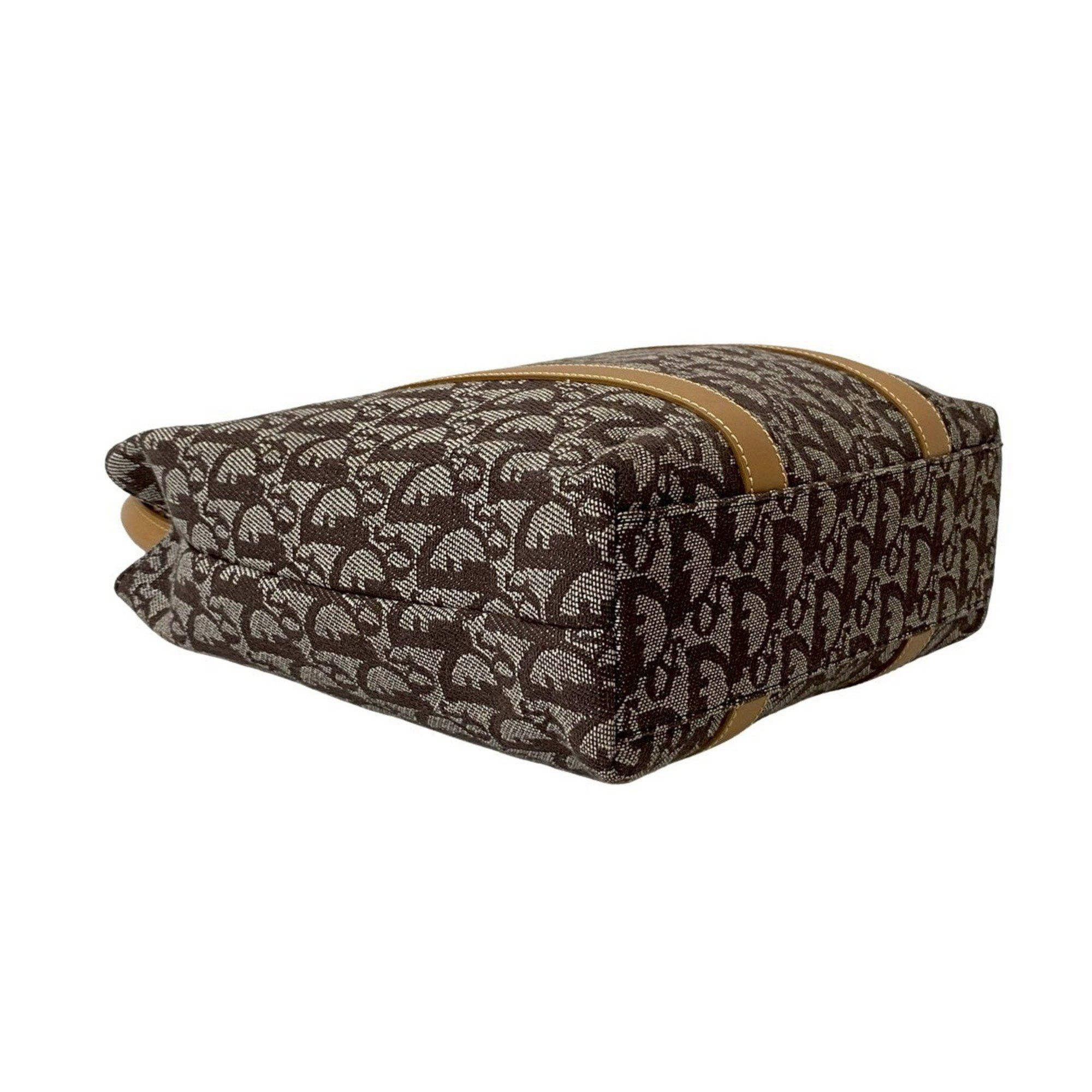 Dior Christian Dior Trotter Pattern Leather Canvas Handbag Brown 29699 Size ONE SIZE - 7 Thumbnail