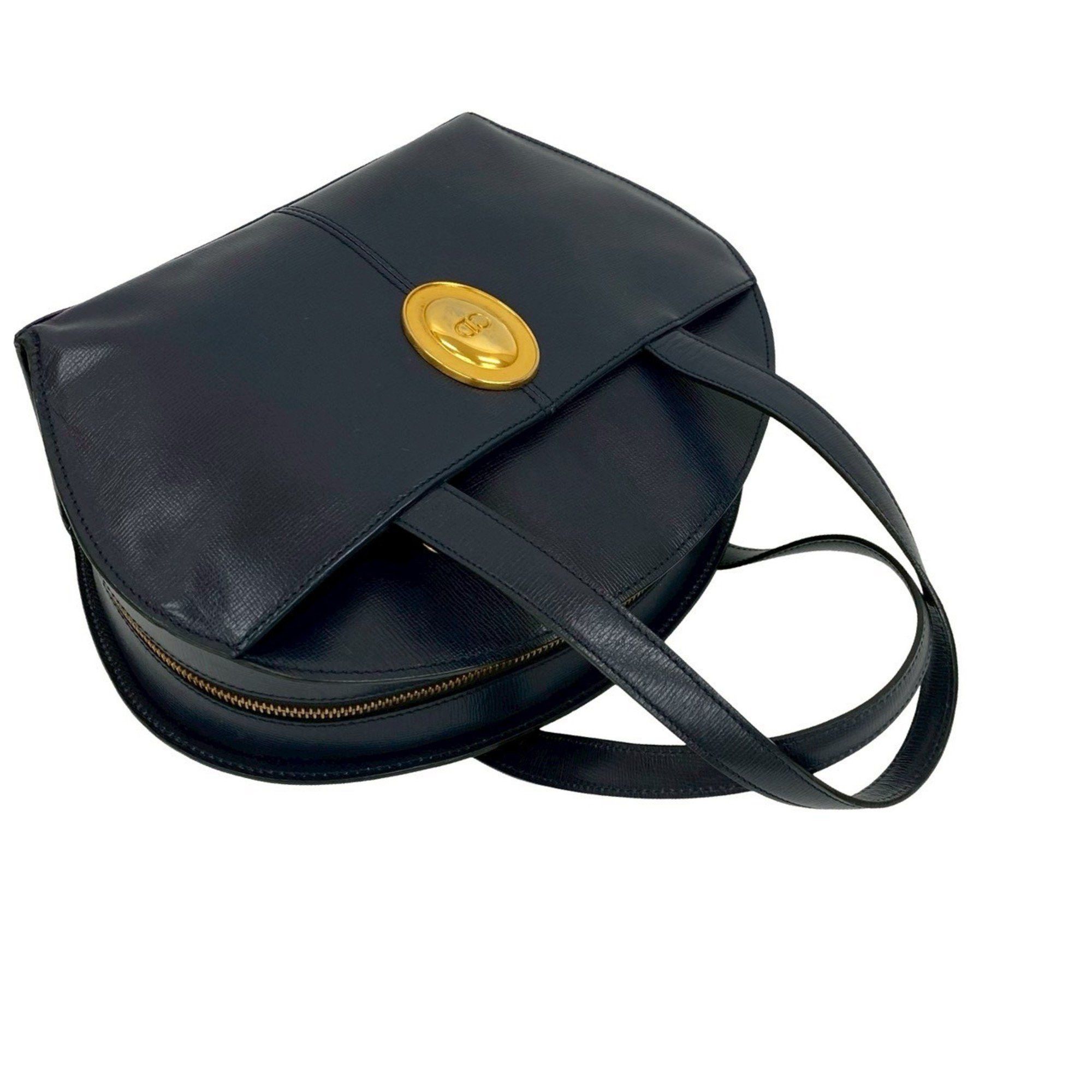 Dior Christian Dior CD logo hardware leather genuine handbag Boston bag tote navy 31989 Size ONE SIZE - 4 Thumbnail