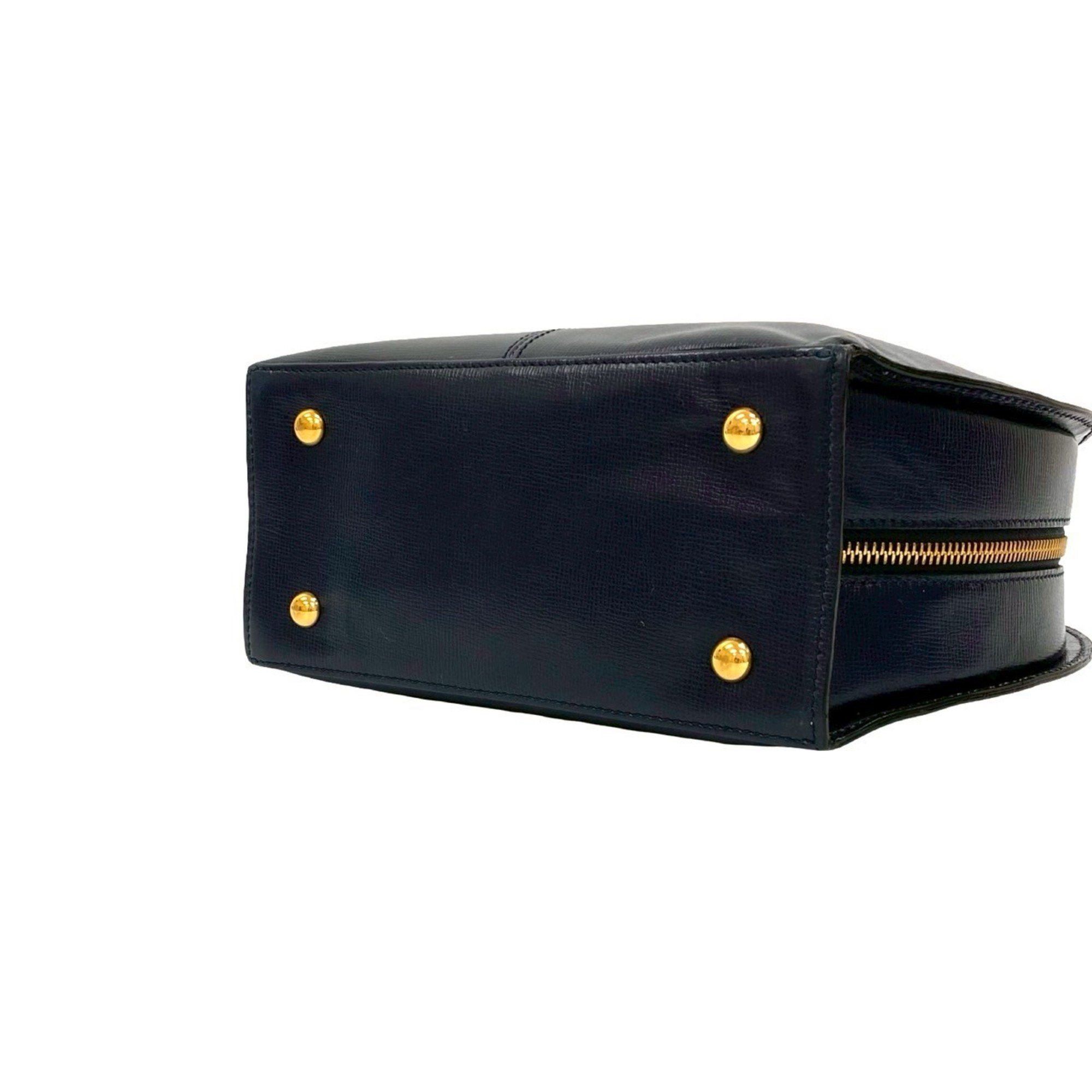 Dior Christian Dior CD logo hardware leather genuine handbag Boston bag tote navy 31989 Size ONE SIZE - 8 Thumbnail