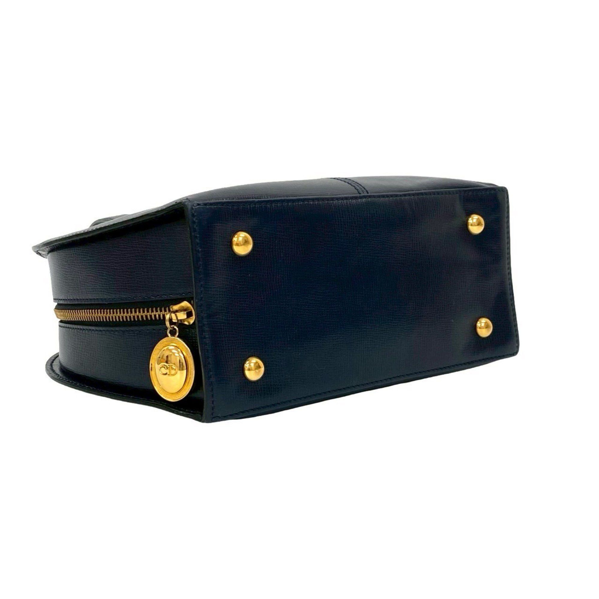 Dior Christian Dior CD logo hardware leather genuine handbag Boston bag tote navy 31989 Size ONE SIZE - 7 Thumbnail