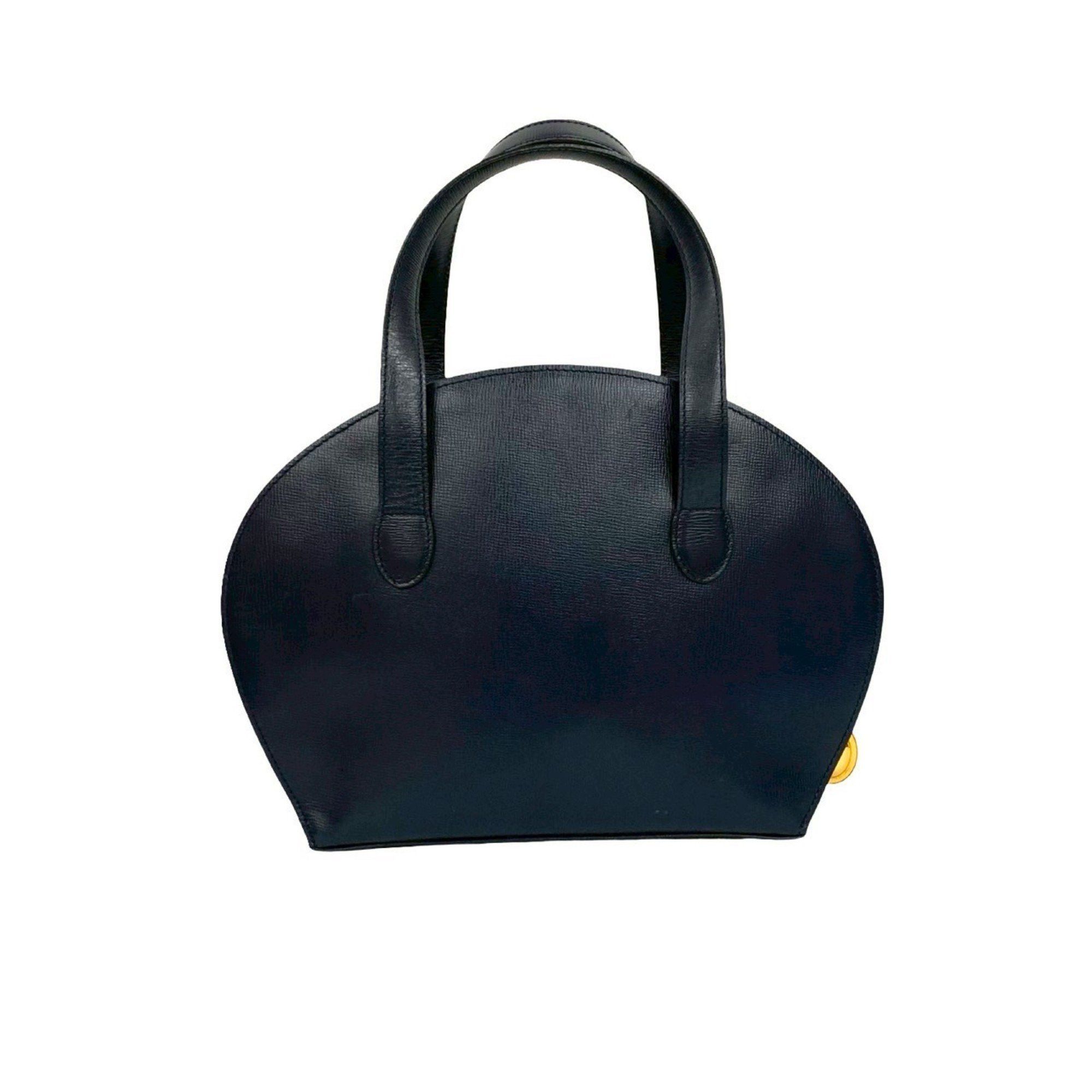 Dior Christian Dior CD logo hardware leather genuine handbag Boston bag tote navy 31989 Size ONE SIZE - 3 Thumbnail