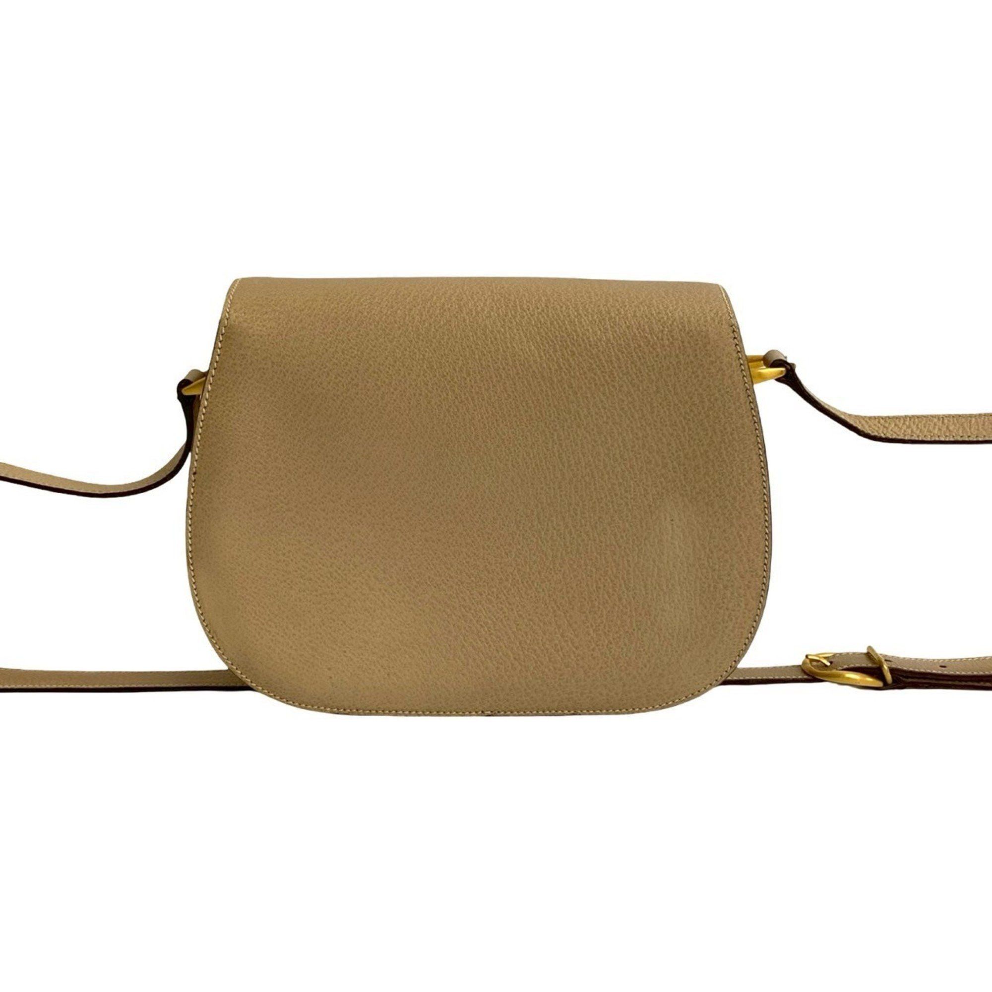 Gucci GUCCI Old Gucci Bamboo Turnlock Leather Shoulder Bag/Pochette Beige 96-10 Size ONE SIZE - 3 Thumbnail