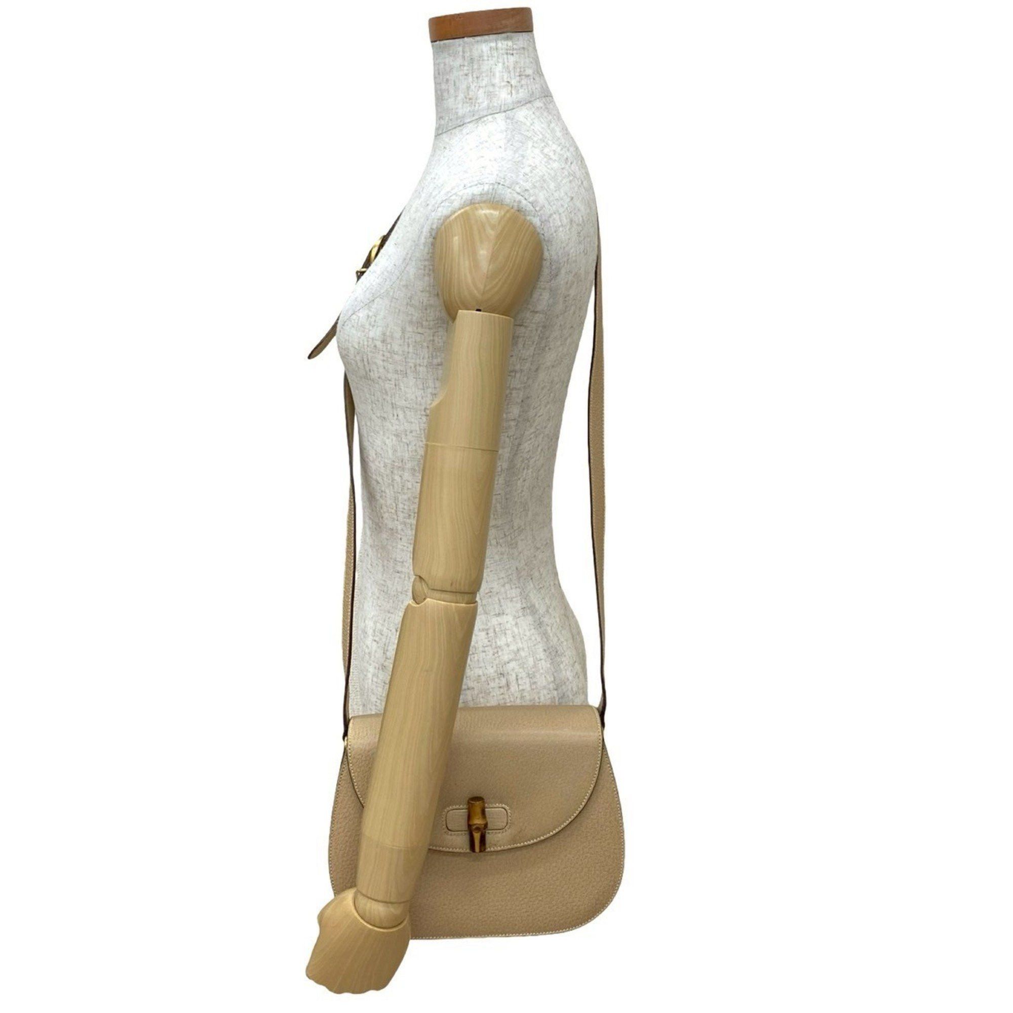Gucci GUCCI Old Gucci Bamboo Turnlock Leather Shoulder Bag/Pochette Beige 96-10 Size ONE SIZE - 2 Thumbnail