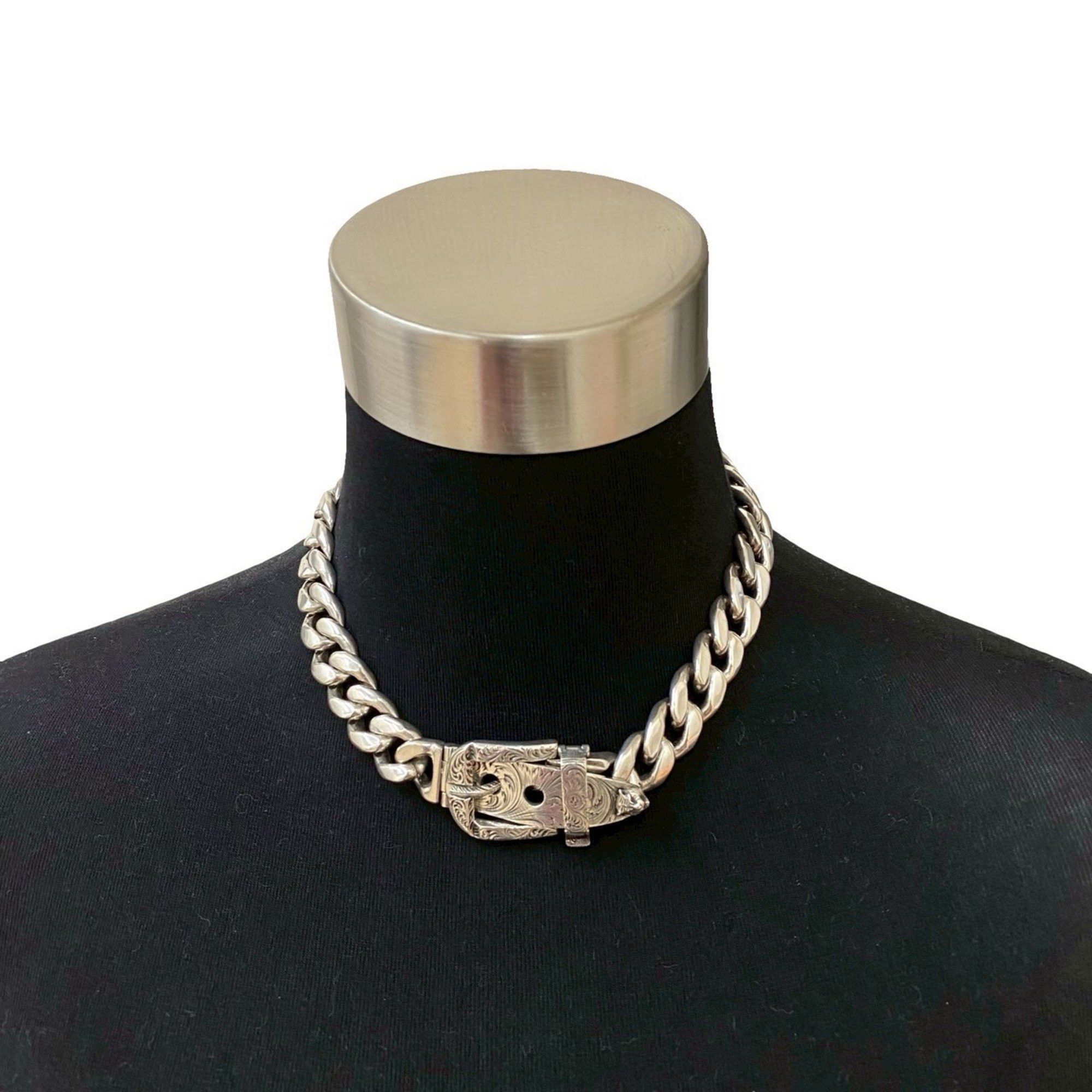 Gucci GUCCI Arabesque Cat Head Curb Chain Necklace in Sterling Silver (925) 68420 Size ONE SIZE - 2 Thumbnail