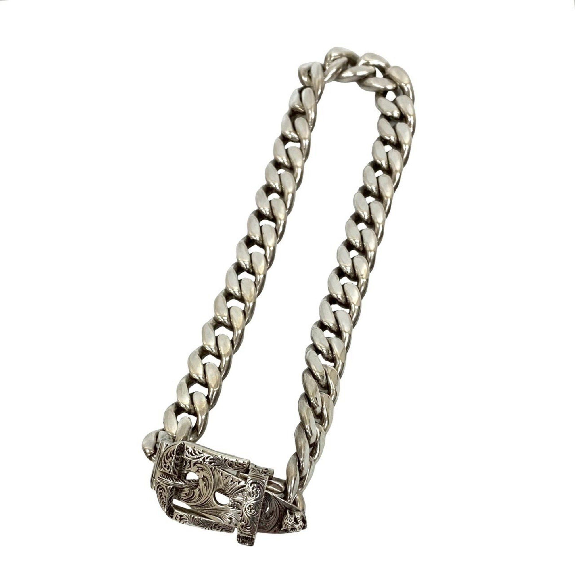 Gucci GUCCI Arabesque Cat Head Curb Chain Necklace in Sterling Silver (925) 68420 Size ONE SIZE - 6 Thumbnail