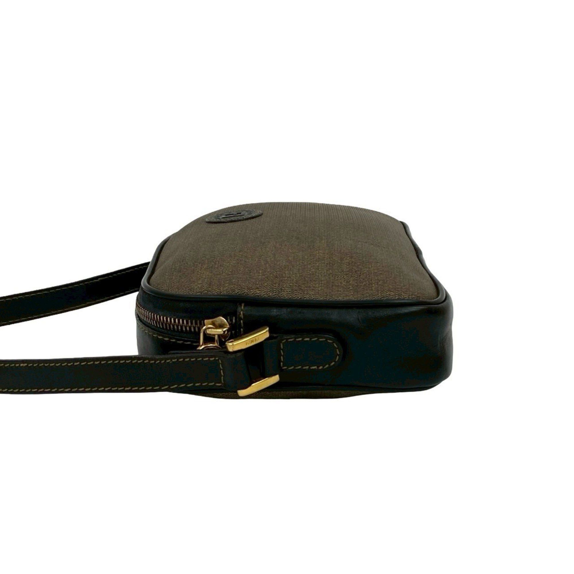 Fendi FENDI FF logo motif leather mini shoulder bag/pouch/sacoche in brown 54365 Size ONE SIZE - 5 Thumbnail
