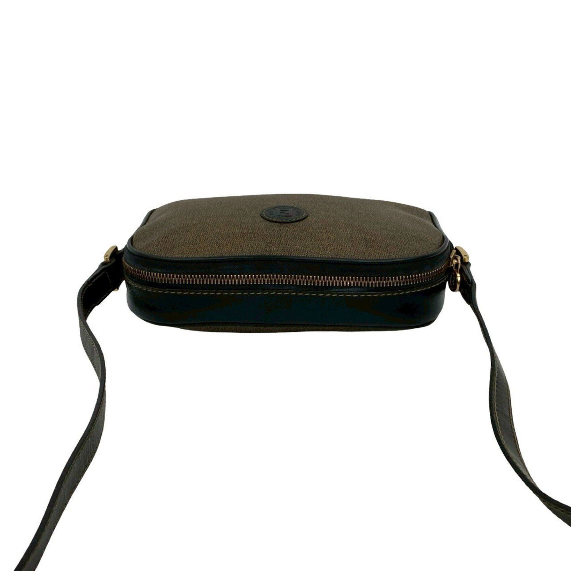 Fendi FENDI FF logo motif leather mini shoulder bag/pouch/sacoche in brown 54365 Size ONE SIZE - 4 Thumbnail