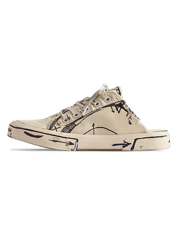 Balenciaga Paris Low Top Sketch Sneakers Mules in Beige Size US 10 / EU 43 - 4 Thumbnail
