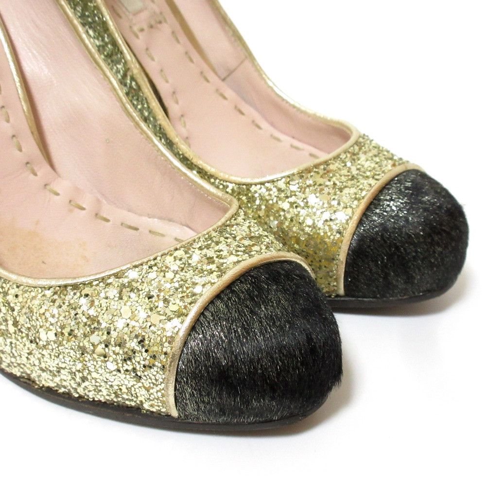 Miu Miu Miu Miu Miu Miu Glitter Haircalf Pumps Leather Shoes DUTY FREE for USA Size ONE SIZE - 4 Thumbnail