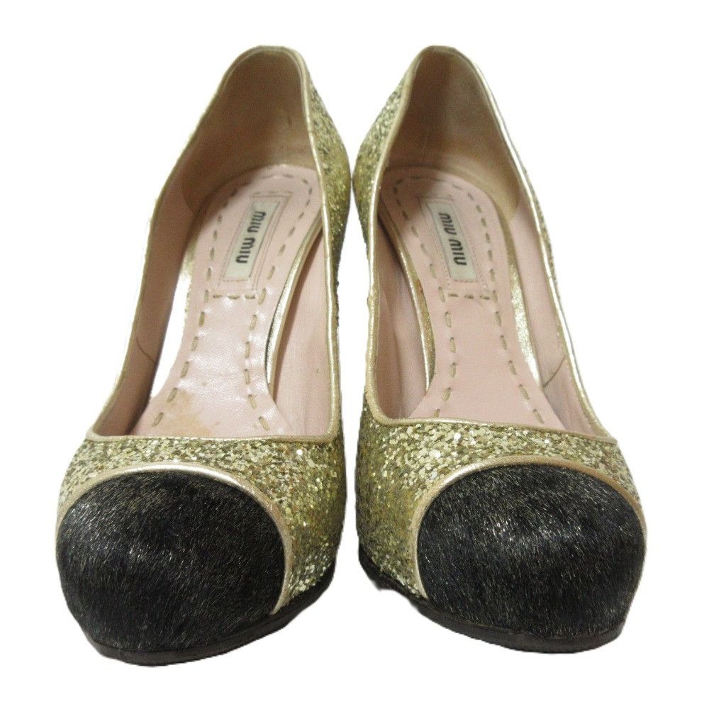 Miu Miu Miu Miu Miu Miu Glitter Haircalf Pumps Leather Shoes DUTY FREE for USA Size ONE SIZE - 2 Thumbnail