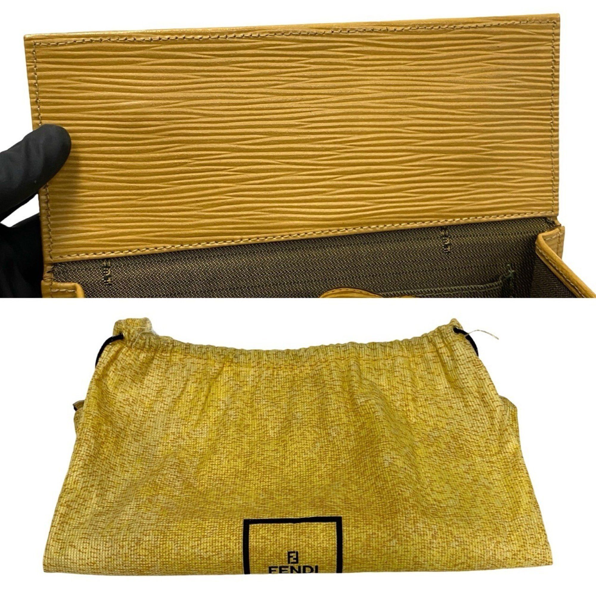 Fendi FENDI logo hardware, Epi leather, genuine leather 2-way mini handbag/shoulder bag/pouch, beige 53238 Size ONE SIZE - 9 Thumbnail