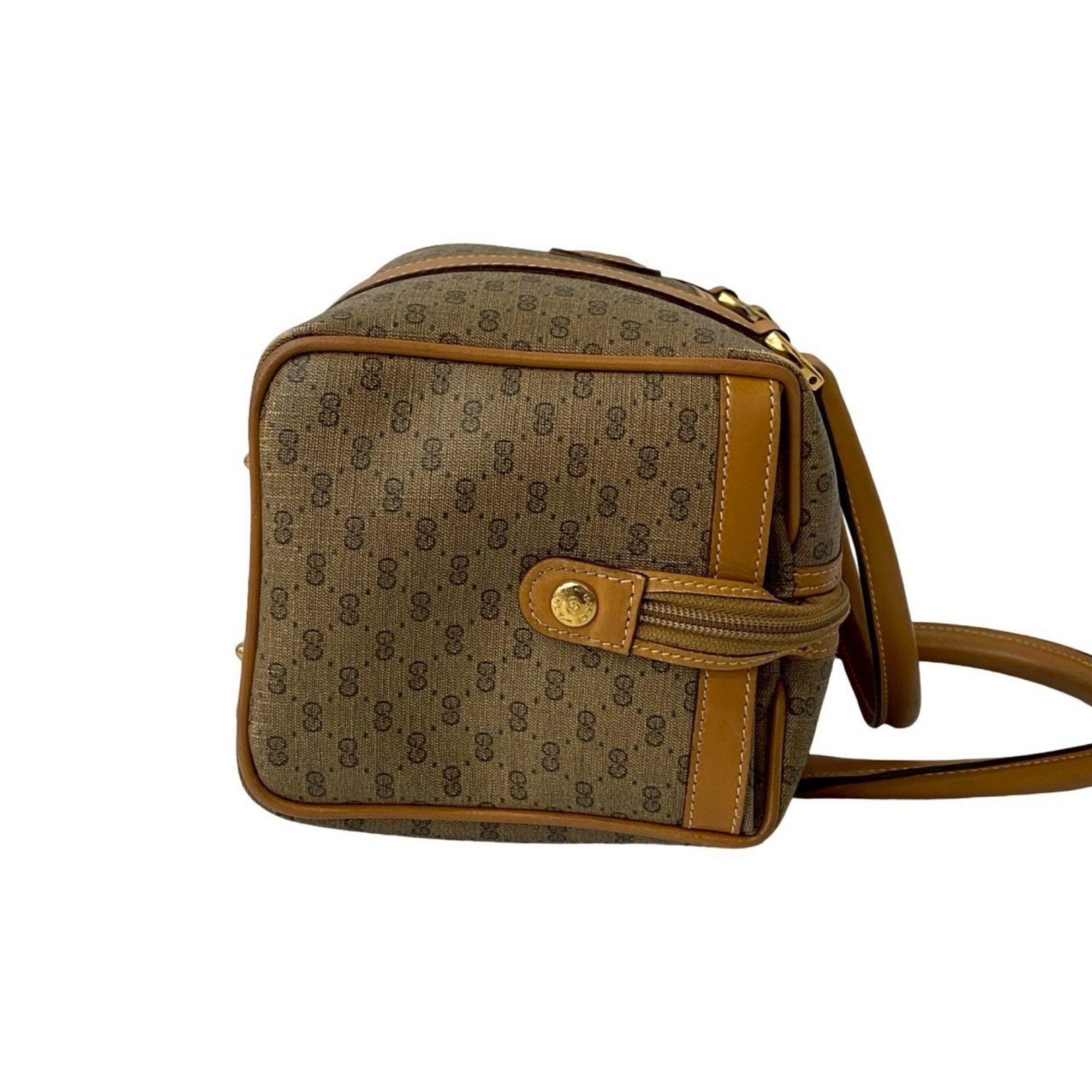 Gucci GUCCI Old Gucci Micro GG Logo Leather Handbag/Mini Boston Bag in Camel (33618) Size ONE SIZE - 6 Thumbnail