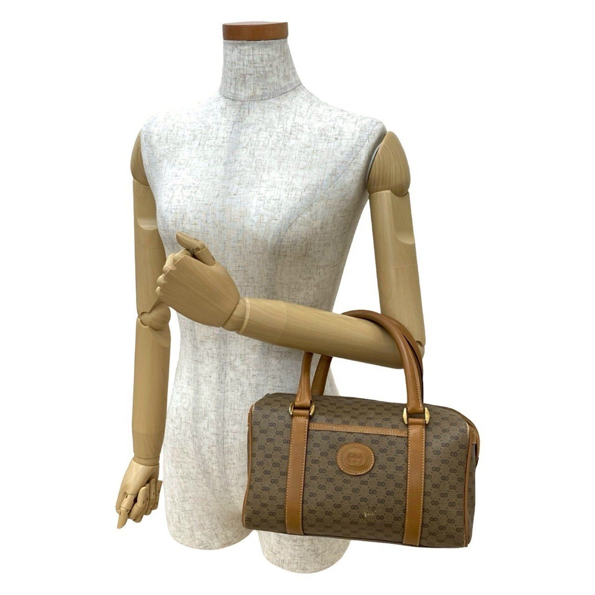 Gucci GUCCI Old Gucci Micro GG Logo Leather Handbag/Mini Boston Bag in Camel (33618) Size ONE SIZE - 2 Thumbnail
