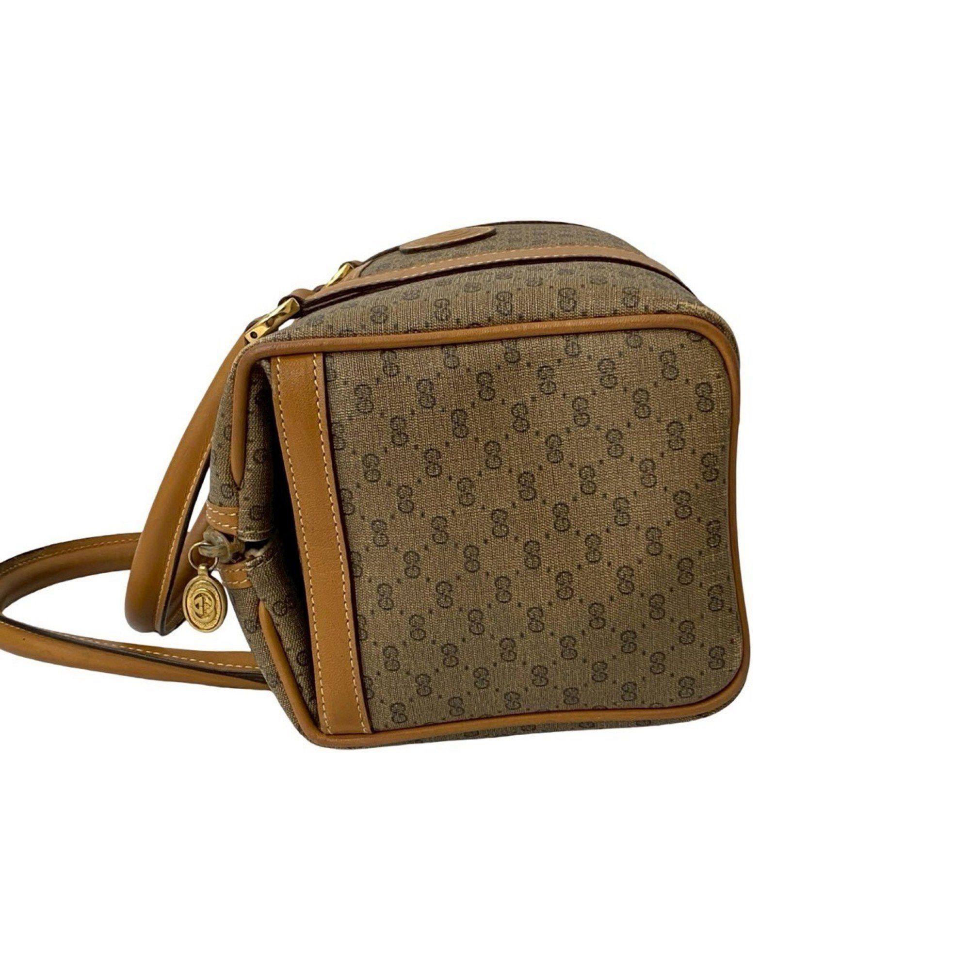 Gucci GUCCI Old Gucci Micro GG Logo Leather Handbag/Mini Boston Bag in Camel (33618) Size ONE SIZE - 5 Thumbnail