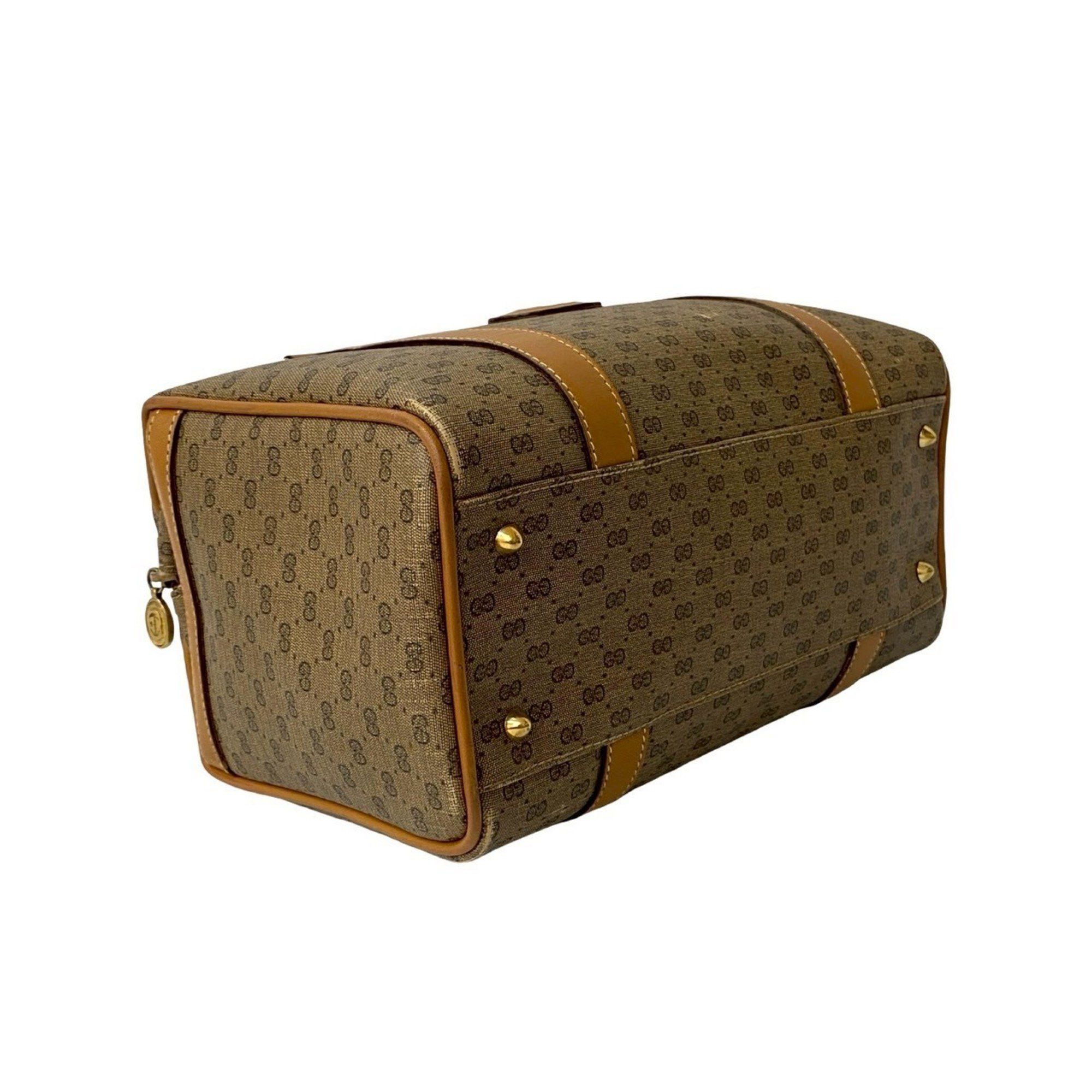 Gucci GUCCI Old Gucci Micro GG Logo Leather Handbag/Mini Boston Bag in Camel (33618) Size ONE SIZE - 7 Thumbnail