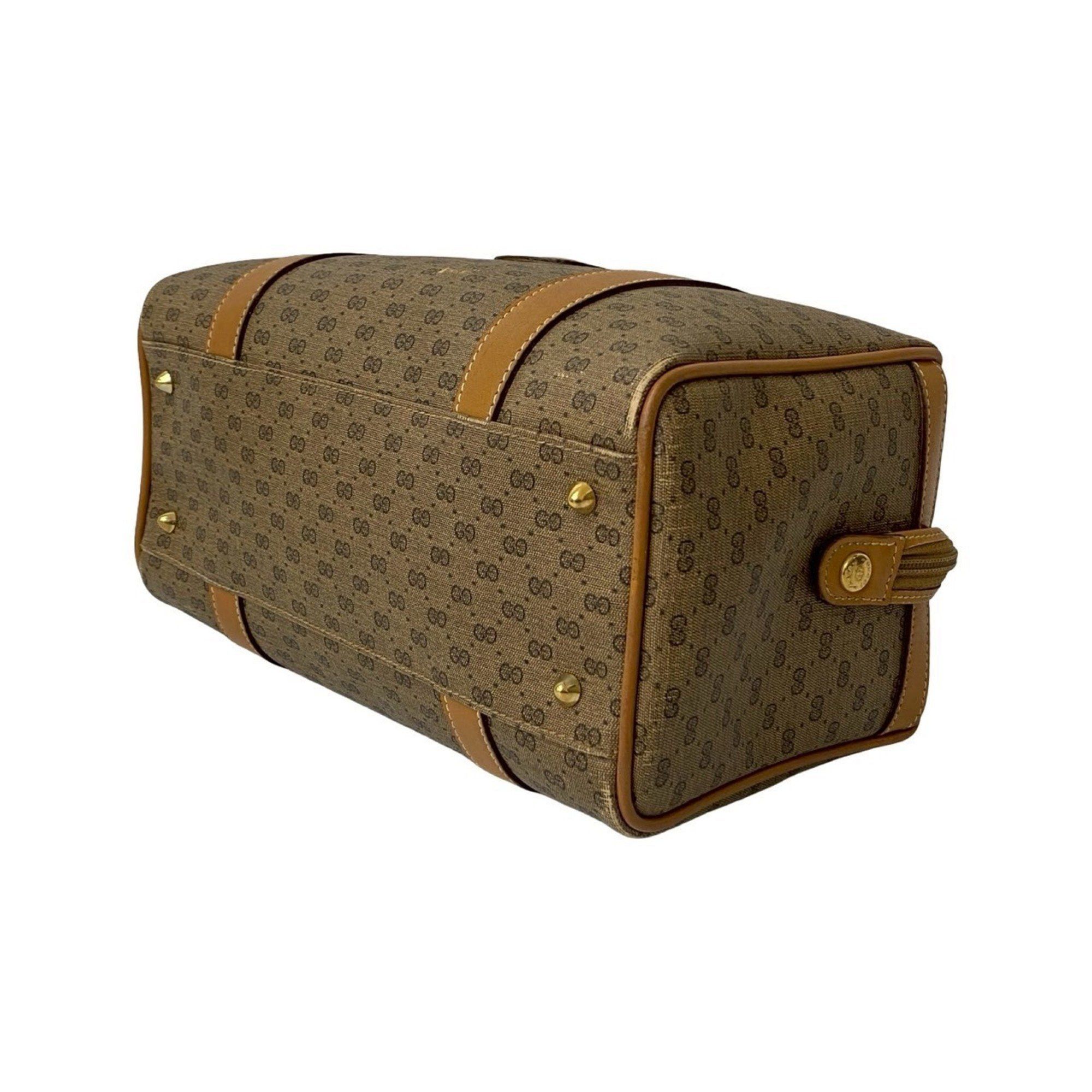 Gucci GUCCI Old Gucci Micro GG Logo Leather Handbag/Mini Boston Bag in Camel (33618) Size ONE SIZE - 8 Thumbnail
