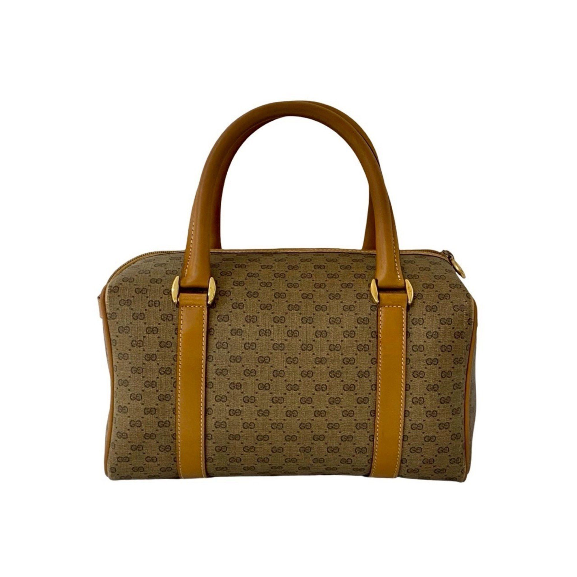 Gucci GUCCI Old Gucci Micro GG Logo Leather Handbag/Mini Boston Bag in Camel (33618) Size ONE SIZE - 3 Thumbnail