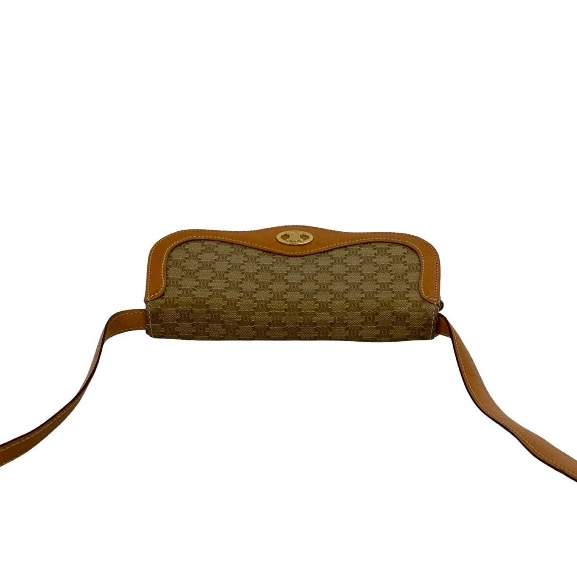Celine CELINE Macadam Blason Triomphe Leather Mini Shoulder Bag/Pochette, Brown, 54539 Size ONE SIZE - 4 Thumbnail