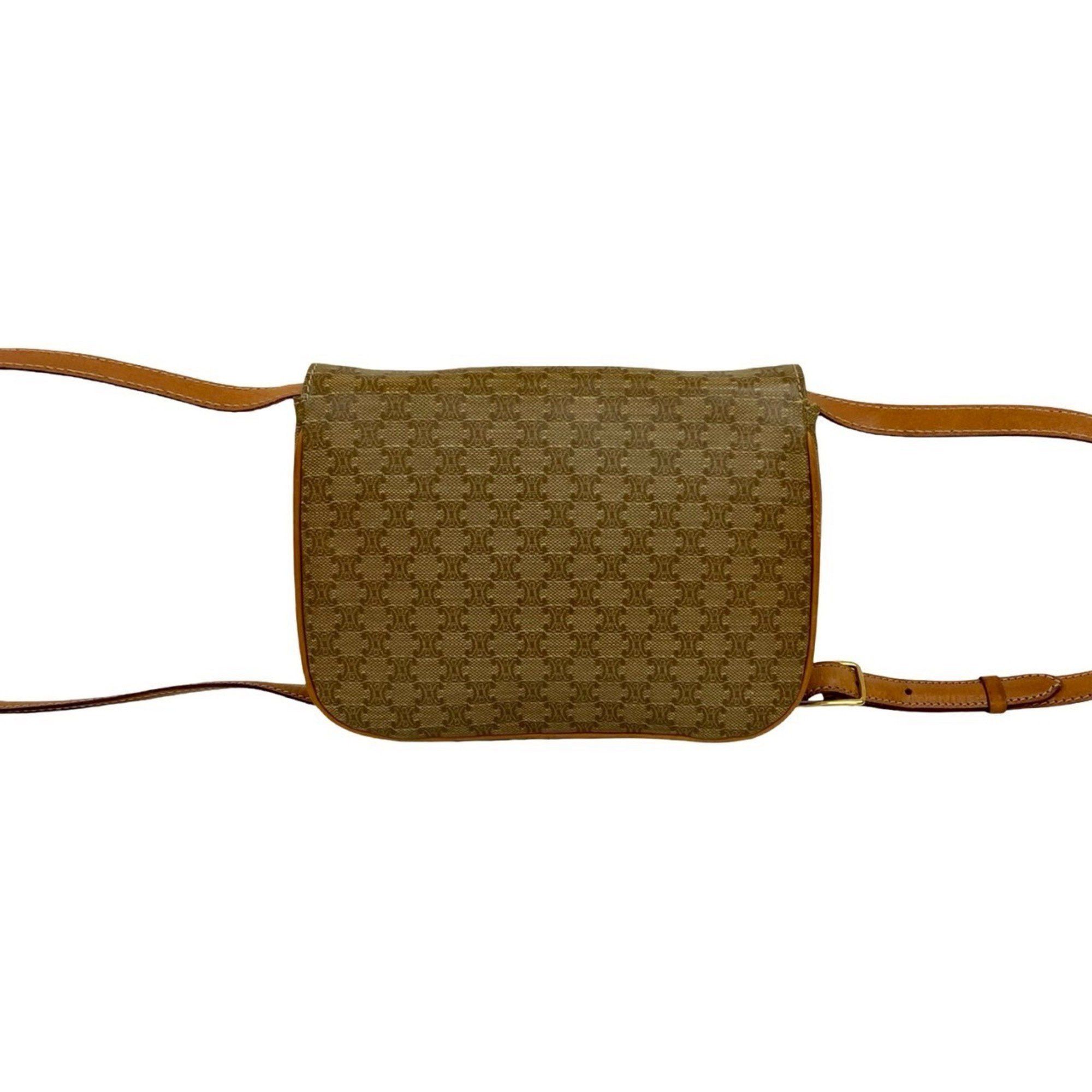 Celine CELINE Macadam Blason Triomphe Leather Mini Shoulder Bag/Pochette, Brown, 54539 Size ONE SIZE - 3 Thumbnail