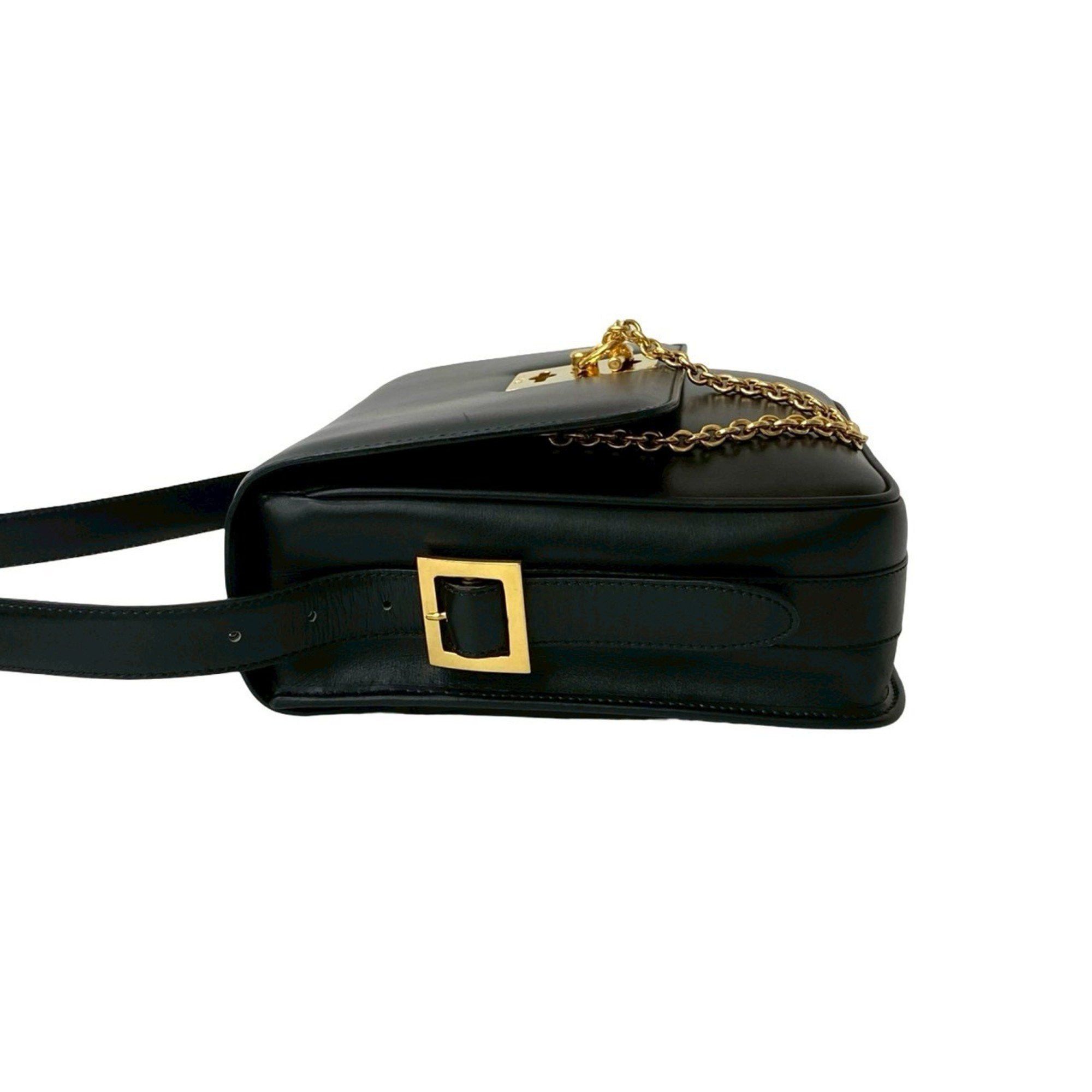 Celine CELINE 20527: Black calfskin leather shoulder bag with logo ring and hardware. Size ONE SIZE - 5 Thumbnail