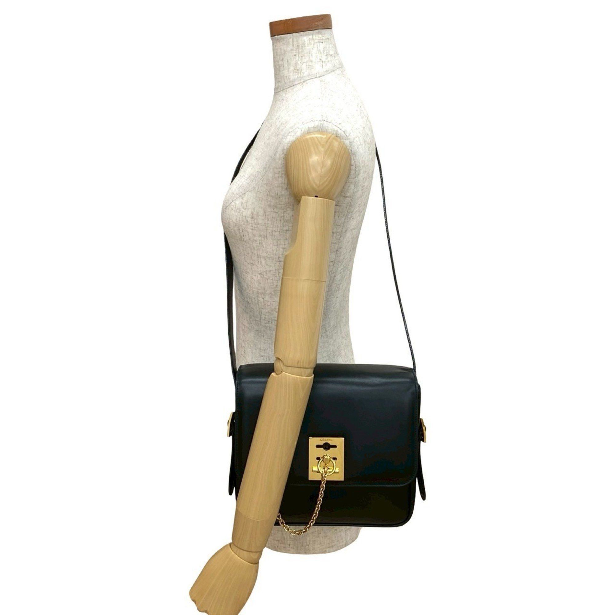 Celine CELINE 20527: Black calfskin leather shoulder bag with logo ring and hardware. Size ONE SIZE - 2 Thumbnail