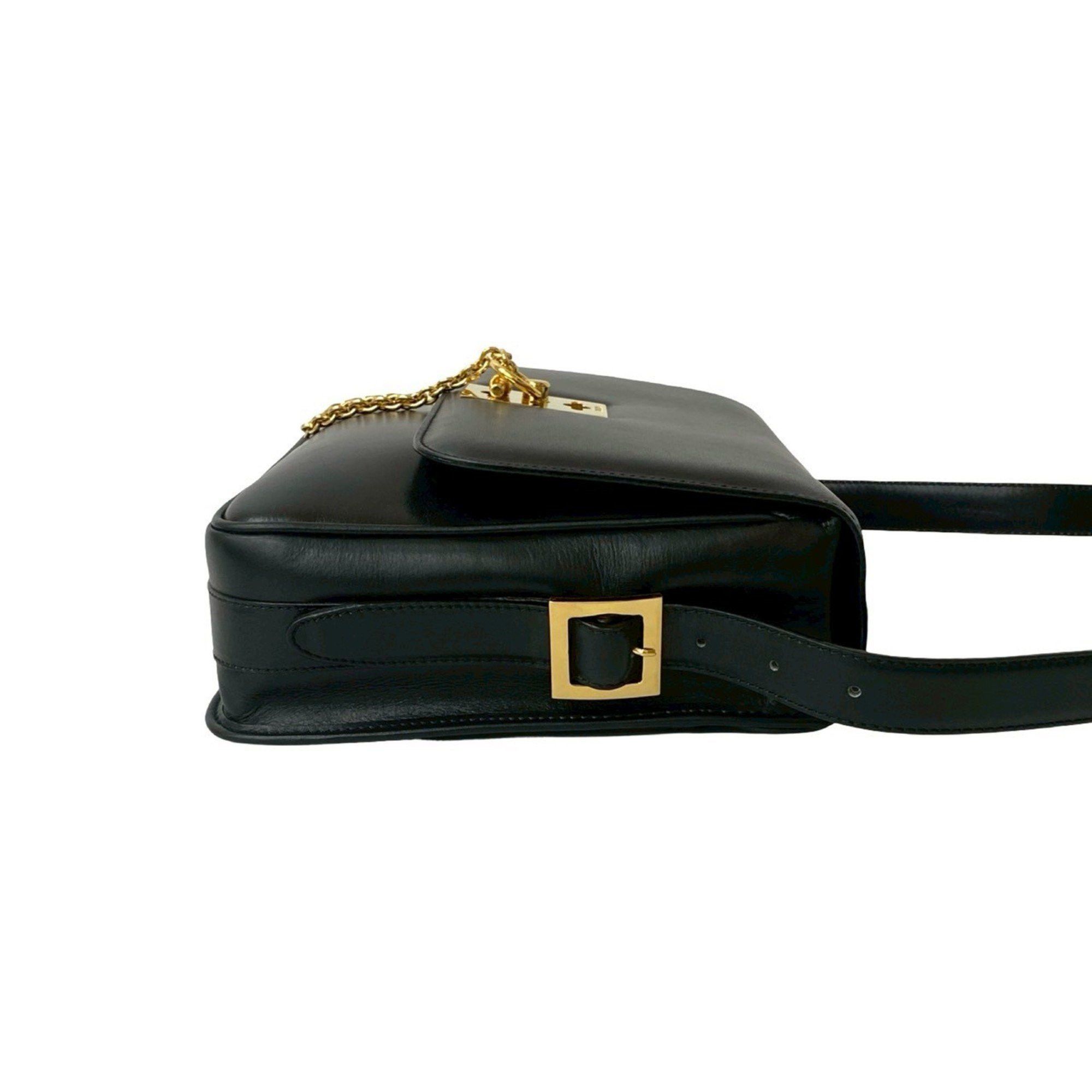 Celine CELINE 20527: Black calfskin leather shoulder bag with logo ring and hardware. Size ONE SIZE - 6 Thumbnail