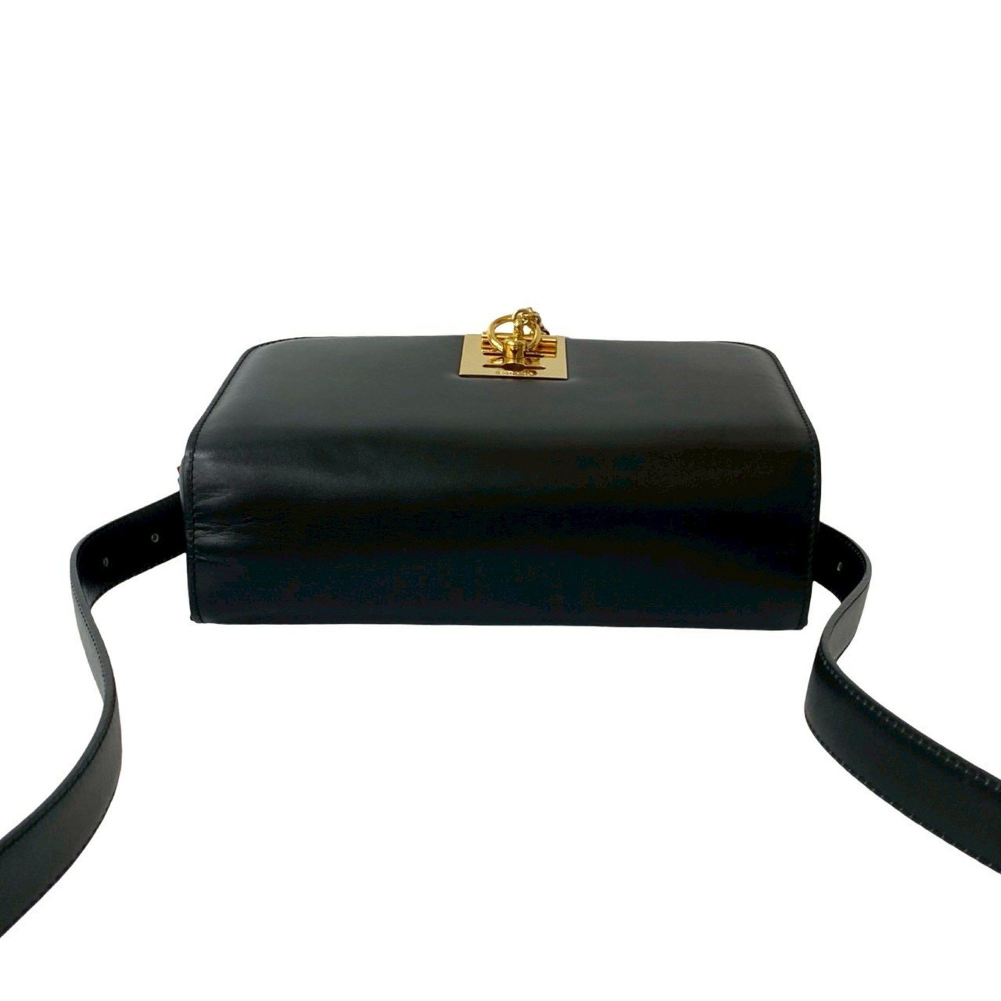 Celine CELINE 20527: Black calfskin leather shoulder bag with logo ring and hardware. Size ONE SIZE - 4 Thumbnail