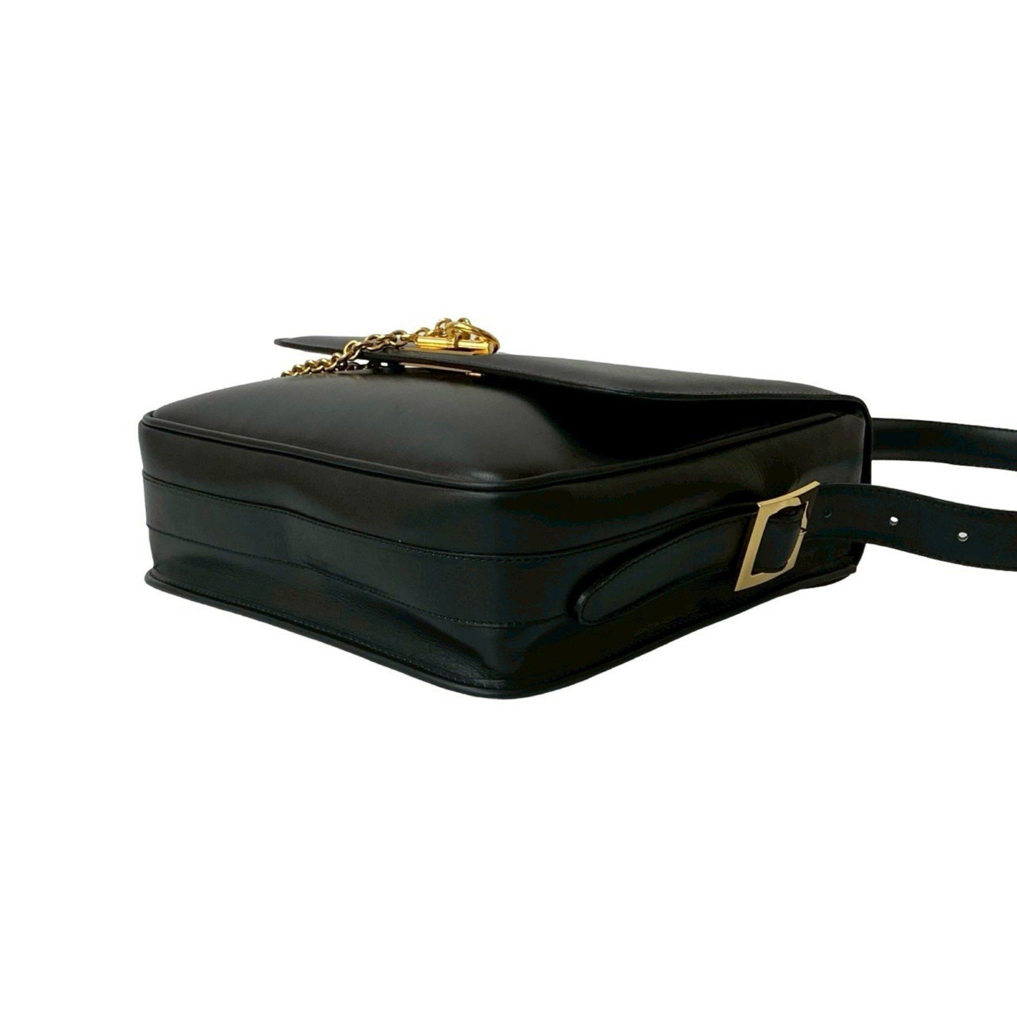 Celine CELINE 20527: Black calfskin leather shoulder bag with logo ring and hardware. Size ONE SIZE - 8 Thumbnail