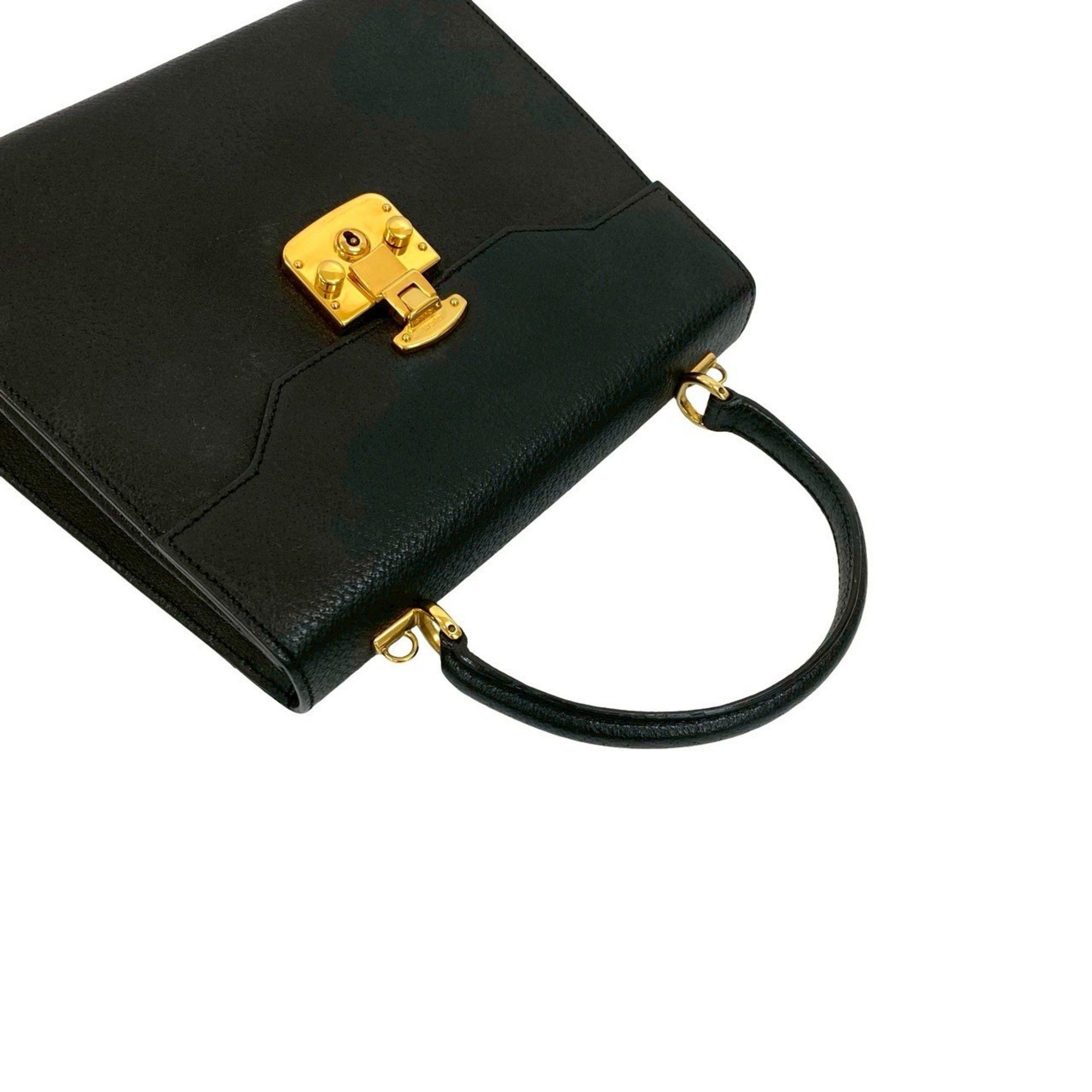 Gucci GUCCI Old Gucci Ladylock Leather 2-Way Handbag/Shoulder Bag, Black, 94714 Size ONE SIZE - 4 Thumbnail