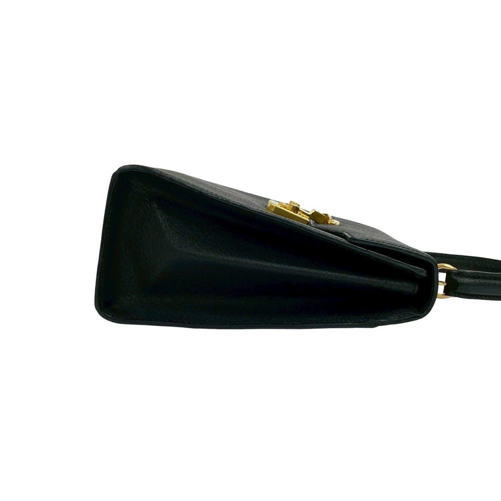 Gucci GUCCI Old Gucci Ladylock Leather 2-Way Handbag/Shoulder Bag, Black, 94714 Size ONE SIZE - 6 Thumbnail
