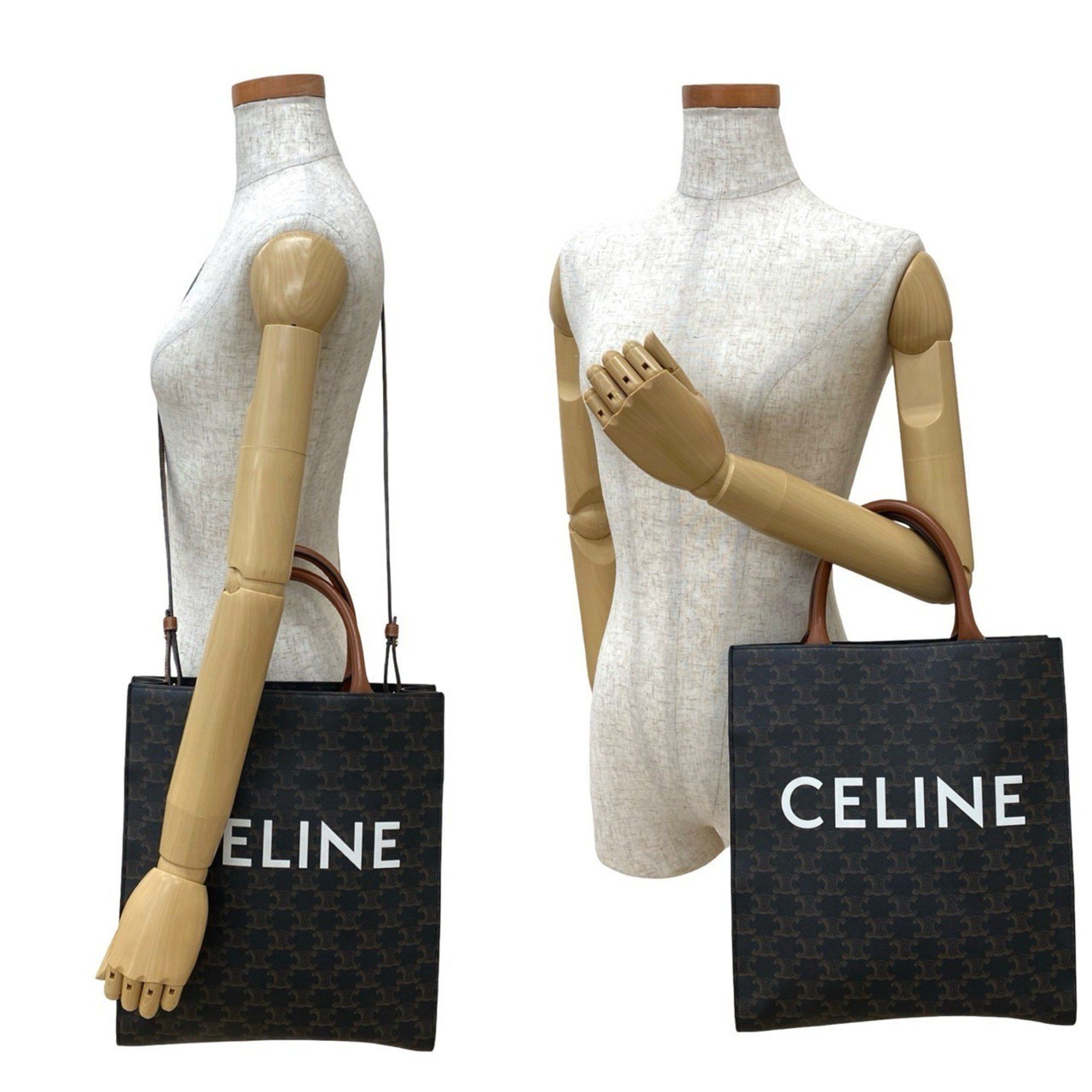Celine CELINE Triomphe Vertical Cabas Small Leather 2-Way Handbag/Shoulder Bag, Black, b14-7 Size ONE SIZE - 2 Thumbnail