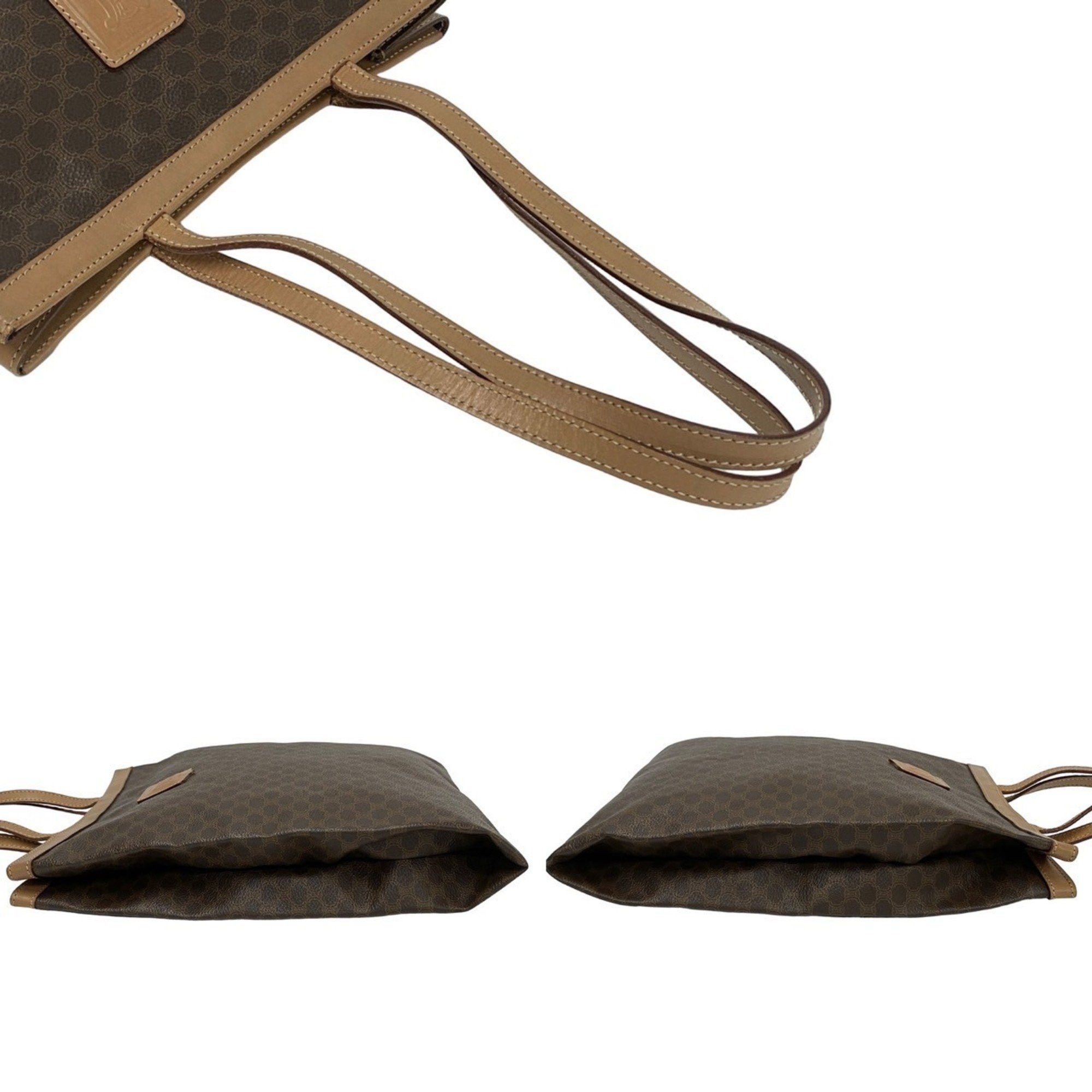 Celine CELINE Macadam Blason Triomphe Leather Tote Bag, Brown/Beige, 00725 Size ONE SIZE - 5 Thumbnail