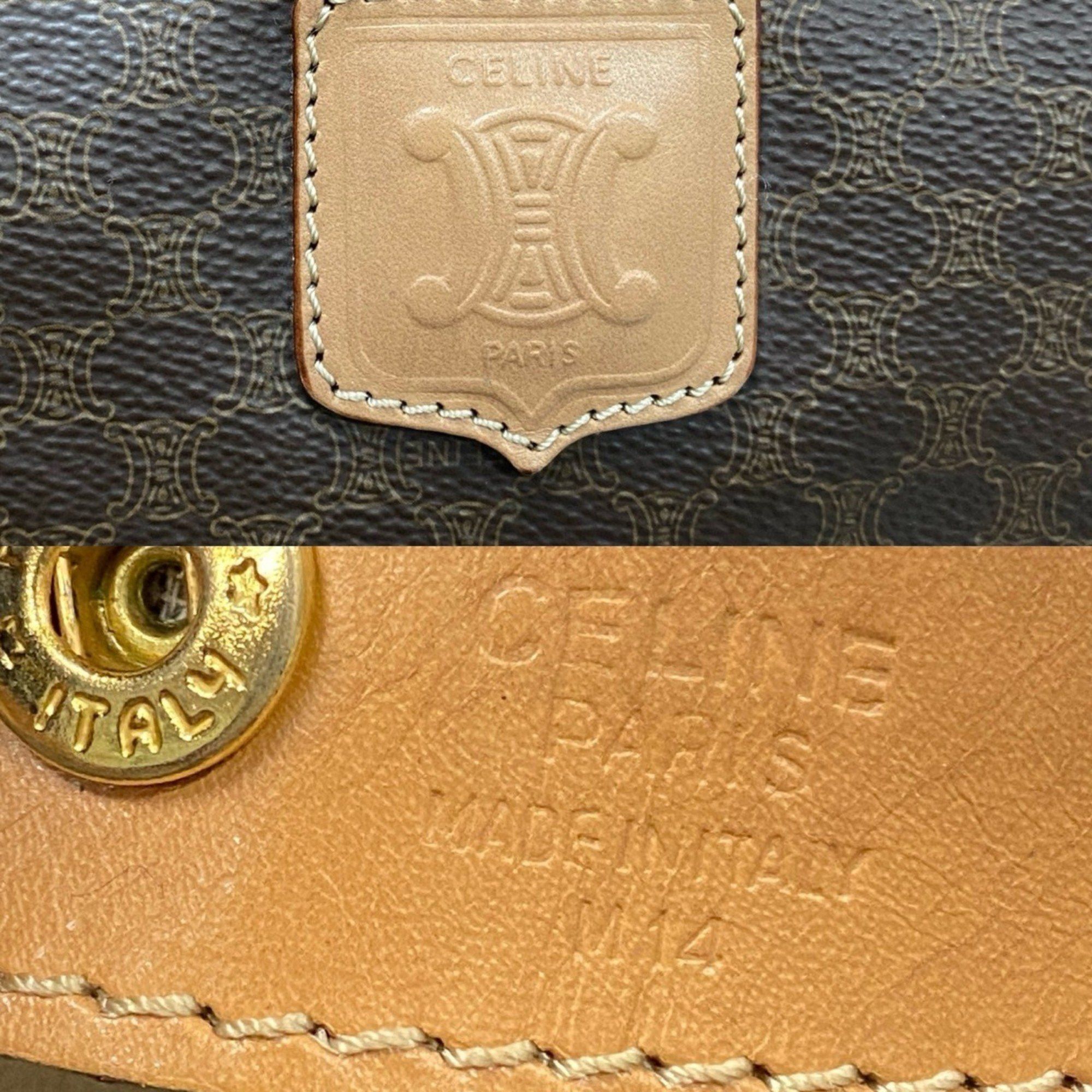 Celine CELINE Macadam Blason Triomphe Leather Tote Bag, Brown/Beige, 00725 Size ONE SIZE - 3 Thumbnail