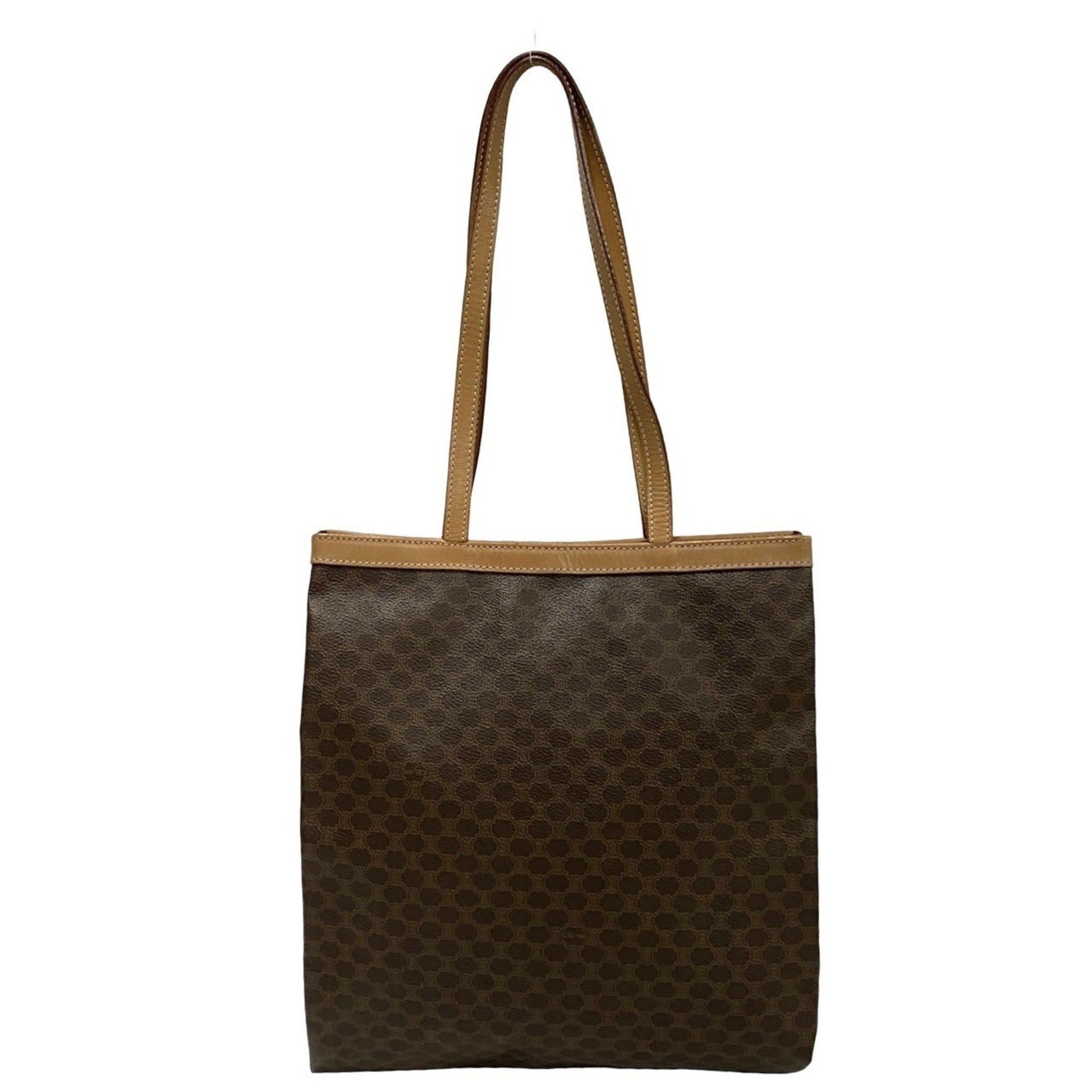Celine CELINE Macadam Blason Triomphe Leather Tote Bag, Brown/Beige, 00725 Size ONE SIZE - 4 Thumbnail