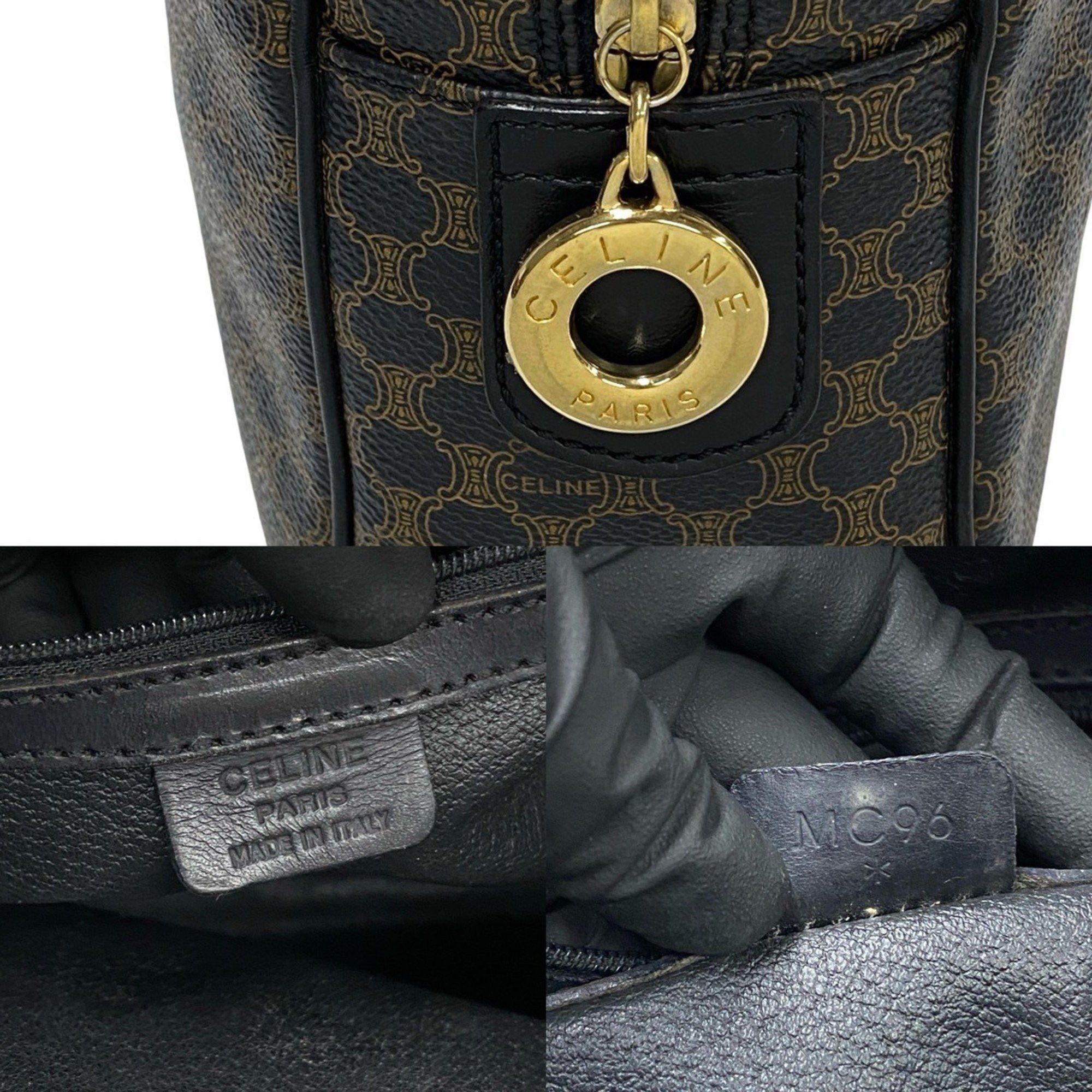 Celine CELINE Macadam Blason Triomphe Leather Handbag/Mini Boston Bag, Black, 3598 Size ONE SIZE - 3 Thumbnail