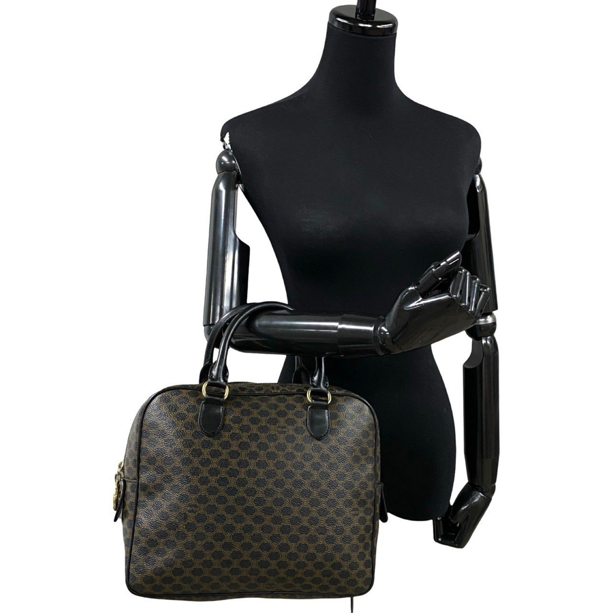 Celine CELINE Macadam Blason Triomphe Leather Handbag/Mini Boston Bag, Black, 3598 Size ONE SIZE - 2 Thumbnail
