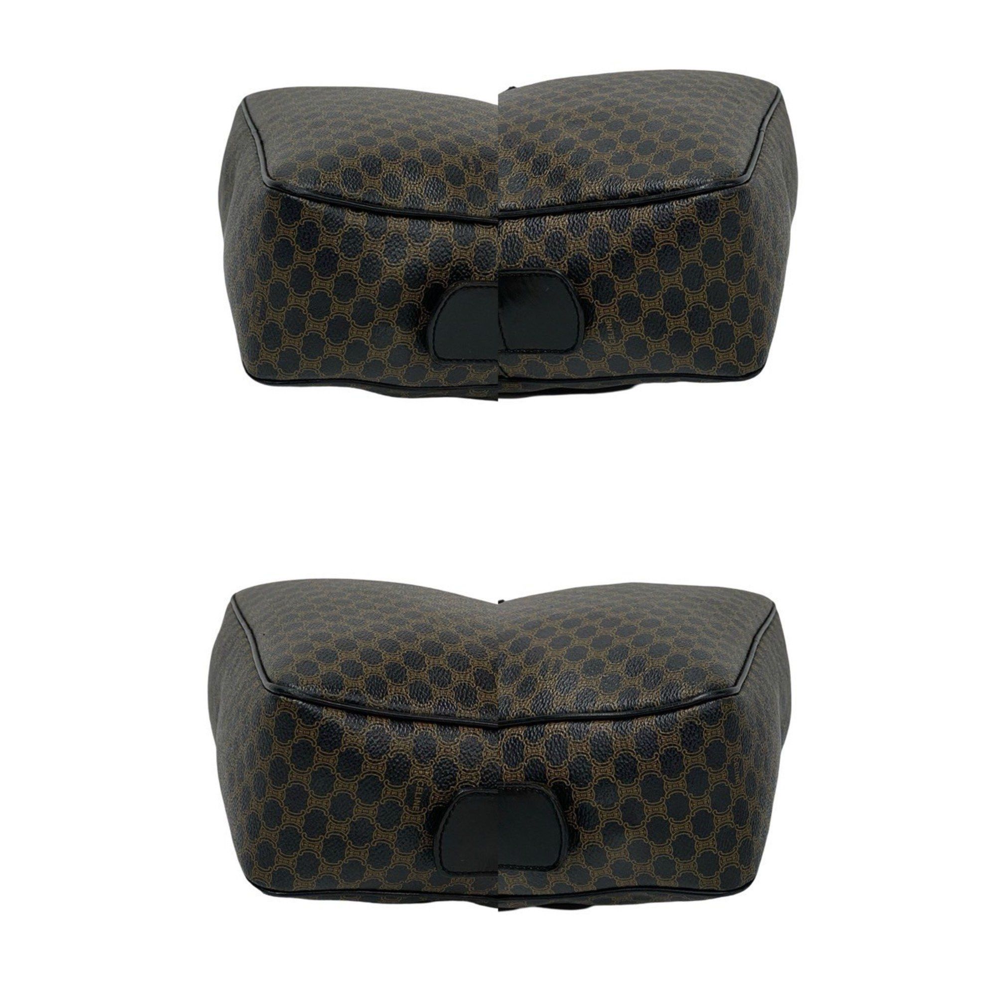 Celine CELINE Macadam Blason Triomphe Leather Handbag/Mini Boston Bag, Black, 3598 Size ONE SIZE - 7 Thumbnail