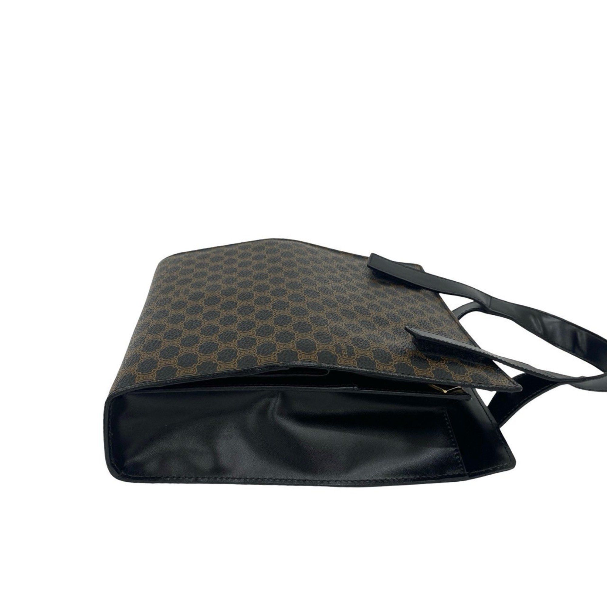 Celine CELINE Macadam Blason Pattern Leather Handbag/Mini Tote Bag in Black and Brown (31663) Size ONE SIZE - 5 Thumbnail