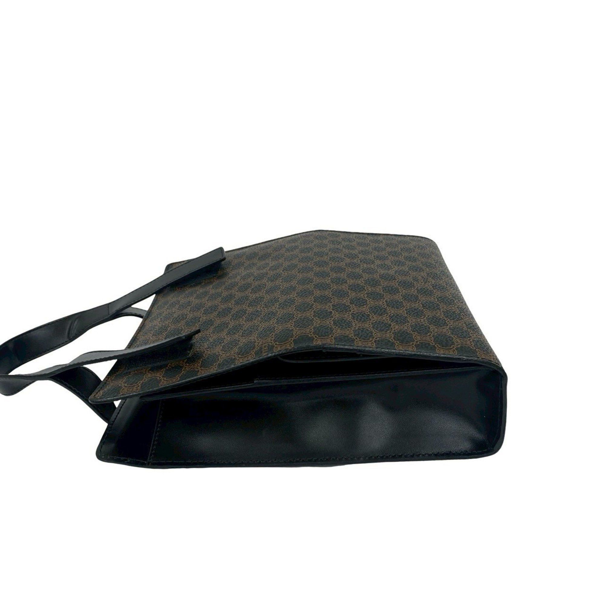 Celine CELINE Macadam Blason Pattern Leather Handbag/Mini Tote Bag in Black and Brown (31663) Size ONE SIZE - 4 Thumbnail