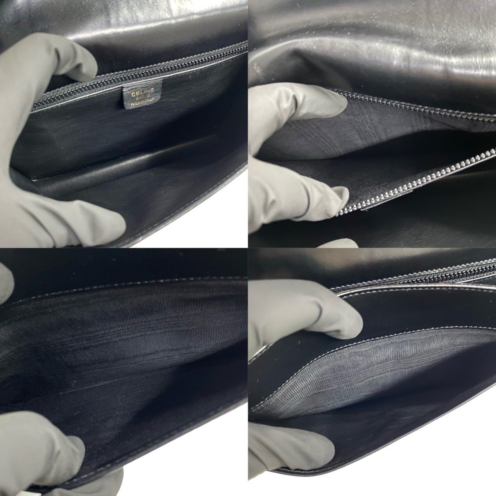 Celine CELINE Star Ball Logo Metal Hardware Leather Chain Mini Shoulder Bag Pochette Black 27434 Size ONE SIZE - 8 Thumbnail