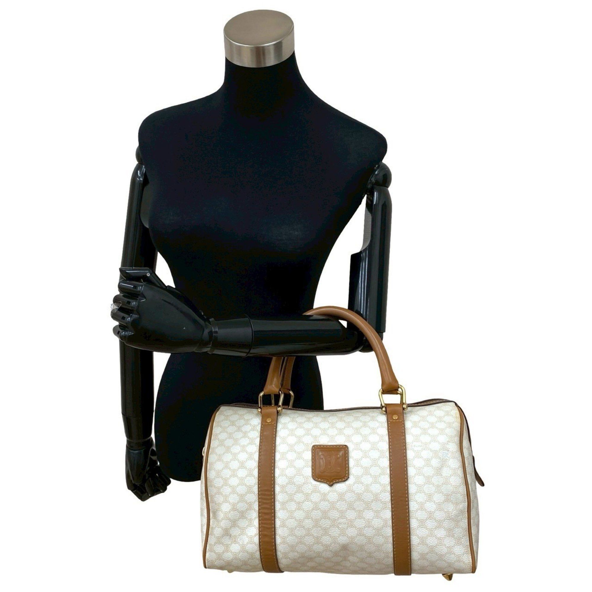 Celine CELINE Macadam Blason Triomphe Leather Handbag/Mini Boston Bag, White, 19249 Size ONE SIZE - 2 Thumbnail